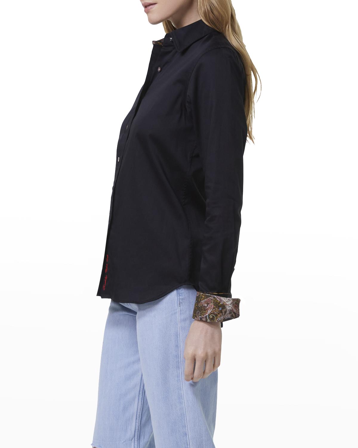 Robert Graham Priscilla Long-sleeve Button-front Shirt In Black