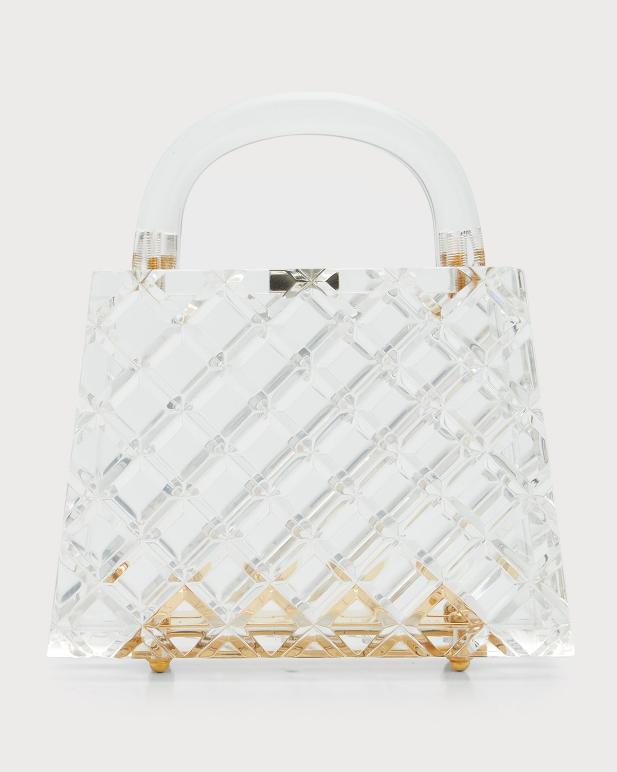 L'Afshar Eva Diamond Acrylic Top-Handle Bag