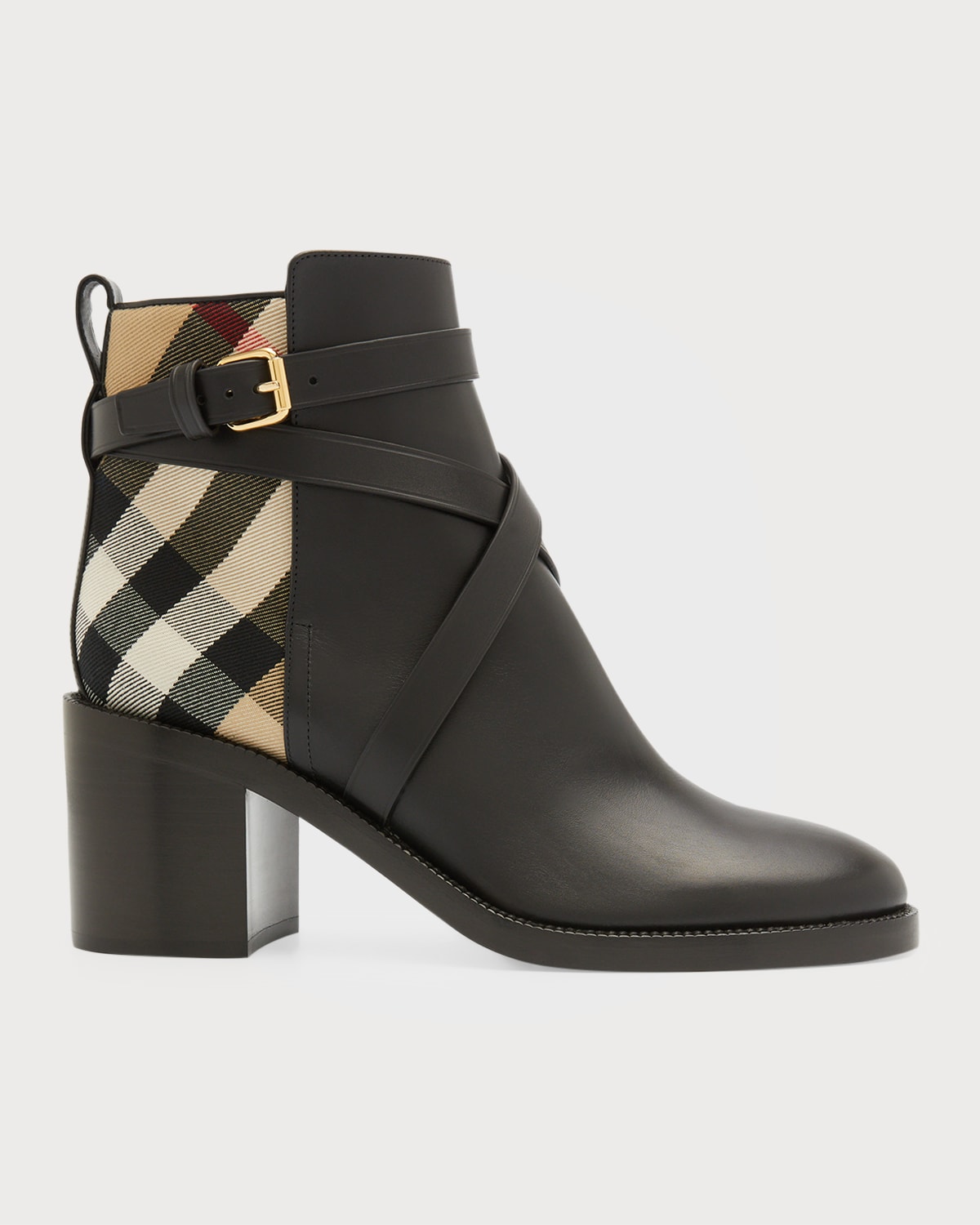 Shop Burberry Pryle Equestrian Horse Check Ankle Booties In Black