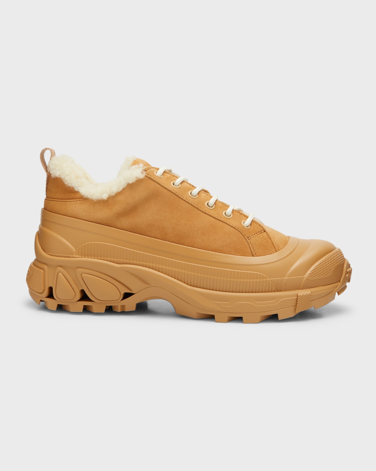Burberry New Arthur Genuine Shearling Lined Sneaker In Biscuit