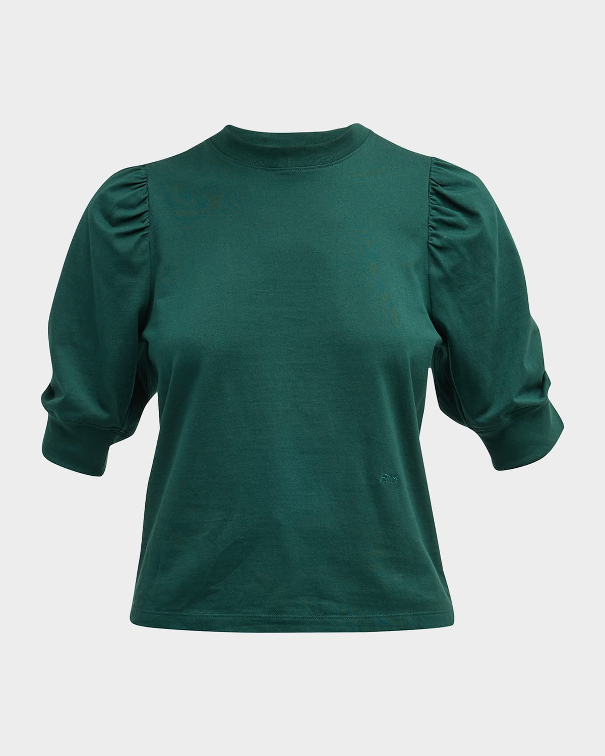 Frame Frankie Ruched Puff Sleeve Tee In Navy