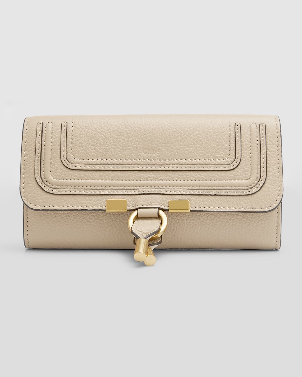 Chloé Marcie Flap Leather Long Wallet In Scorching