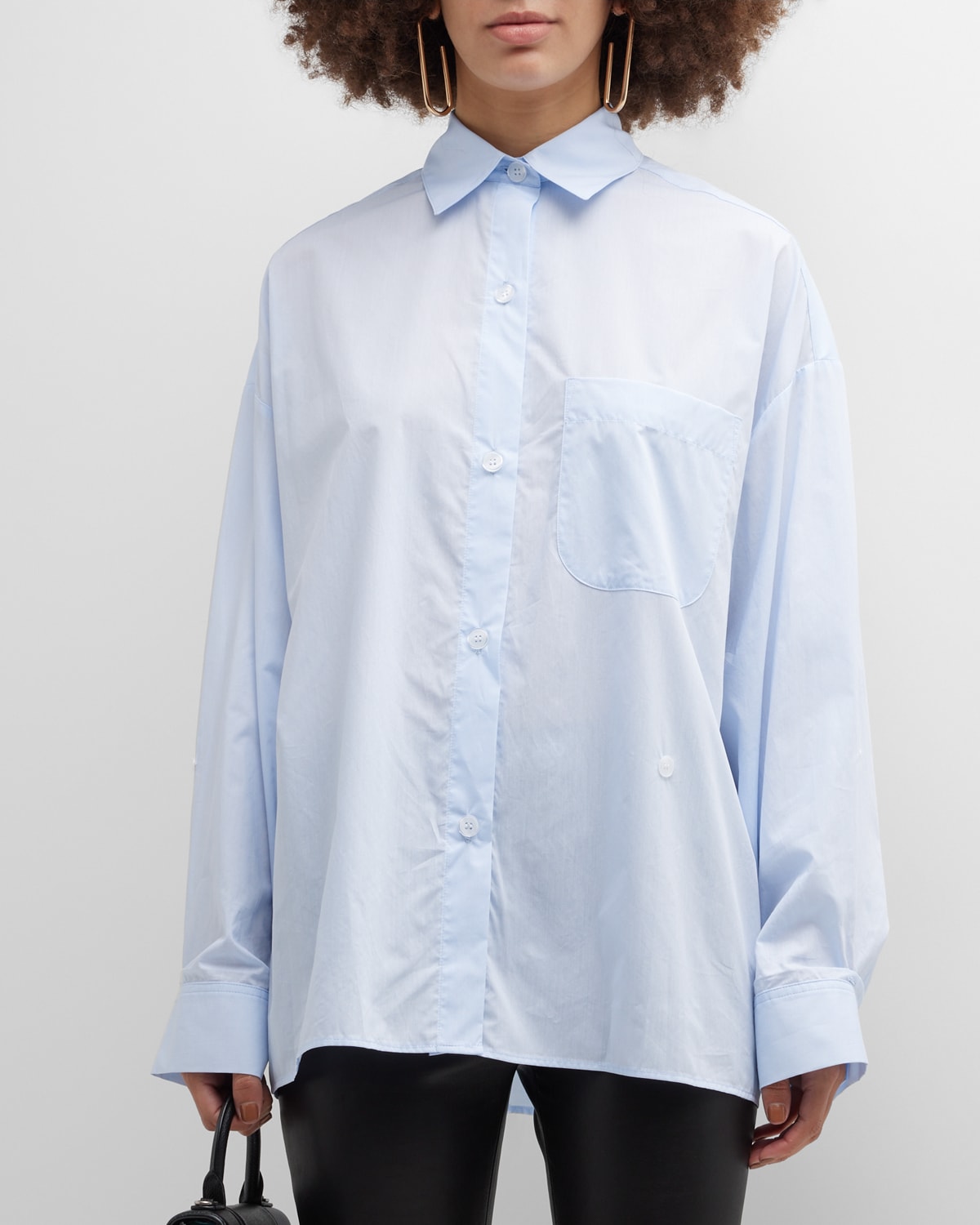 Shop Twp Earl Oversized Button-front Shirt In Baby Blue