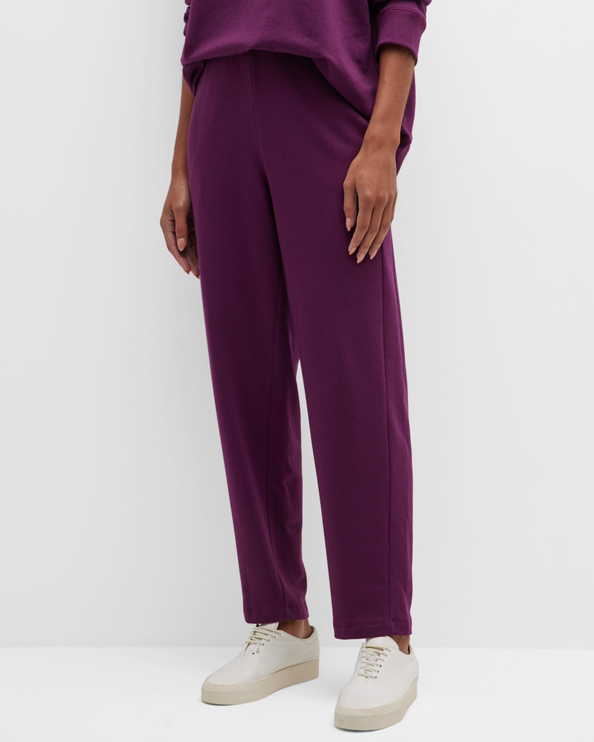 Eileen Fisher Cropped Knit Terry Pants In Sweet Plum