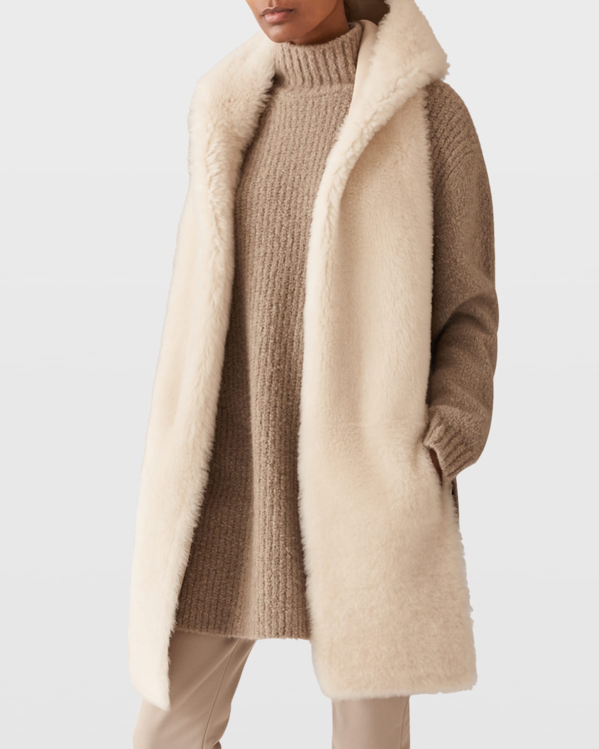Hooded Light Cloud Shearling Scarf