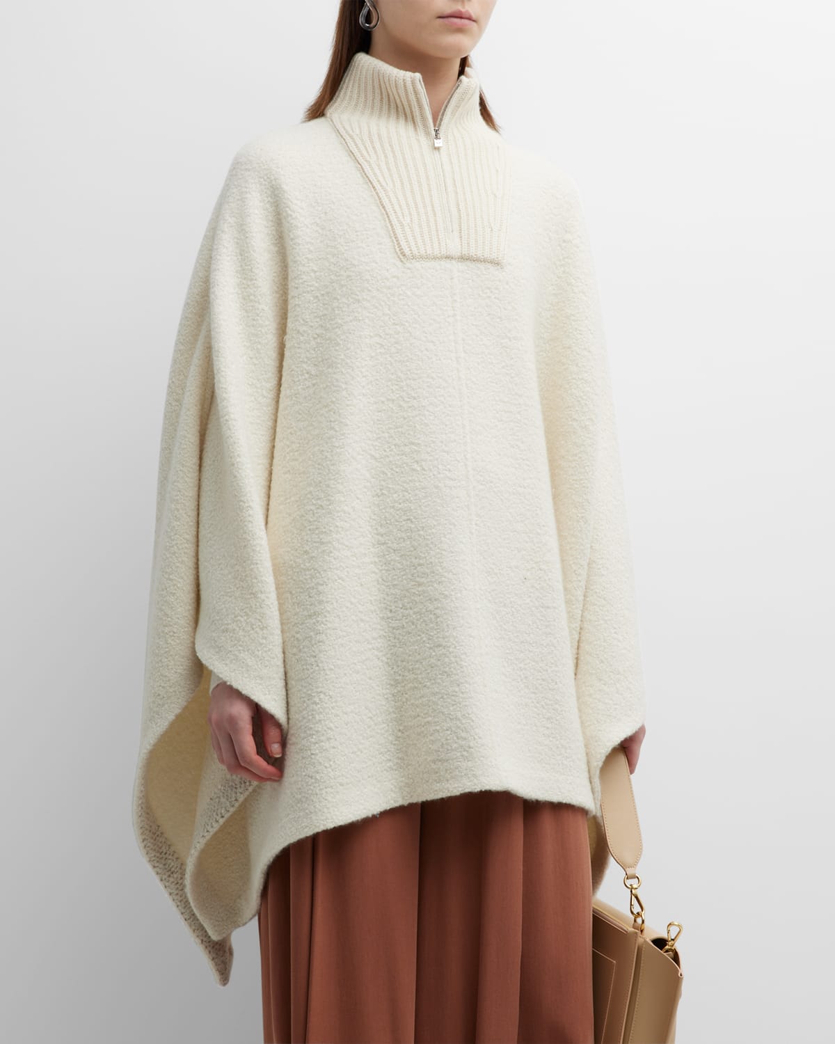 Loro Piana Britney Cashmere And Silk-blend Turtleneck Poncho In White