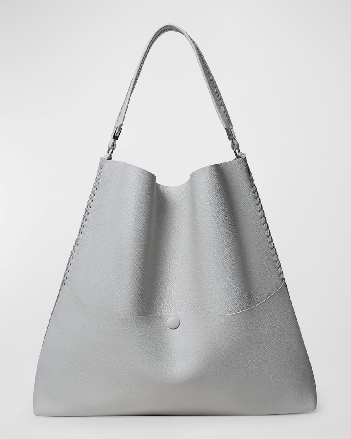 Grained Leather Slim Tote Bag