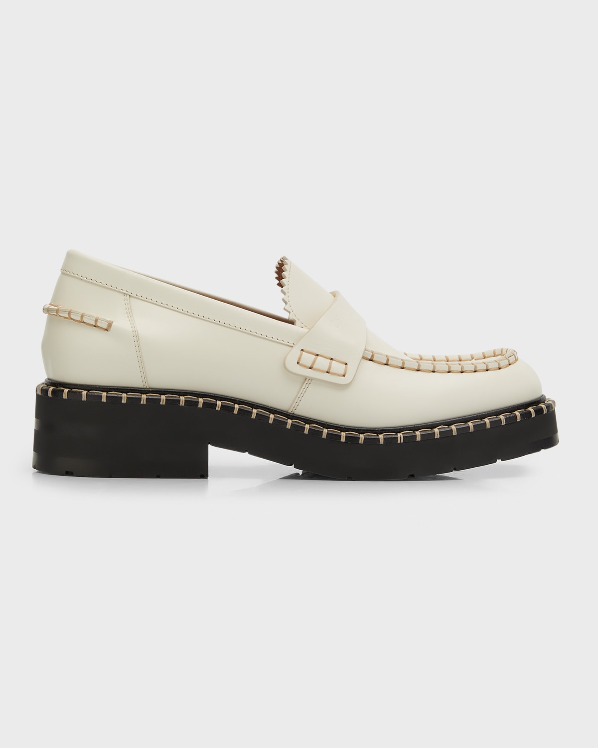 Chloé Noua Leather Penny Loafers In White