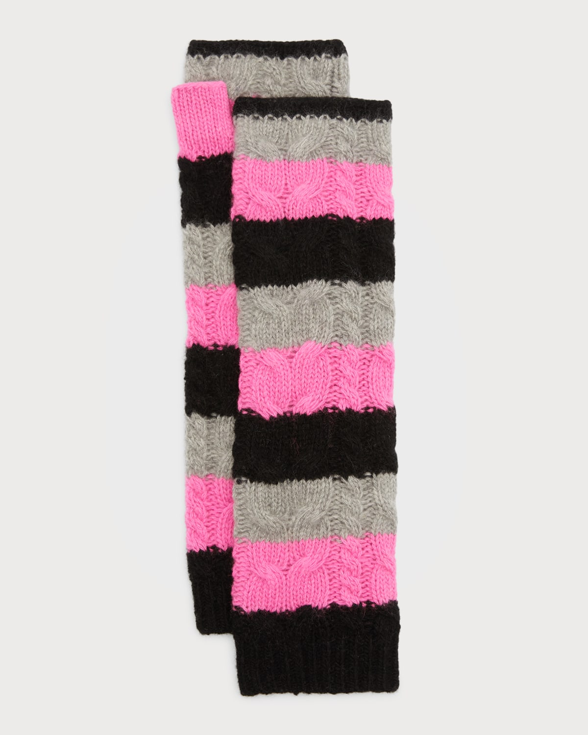 Carolyn Rowan Tri-Color Cable Knit Cashmere Gloves