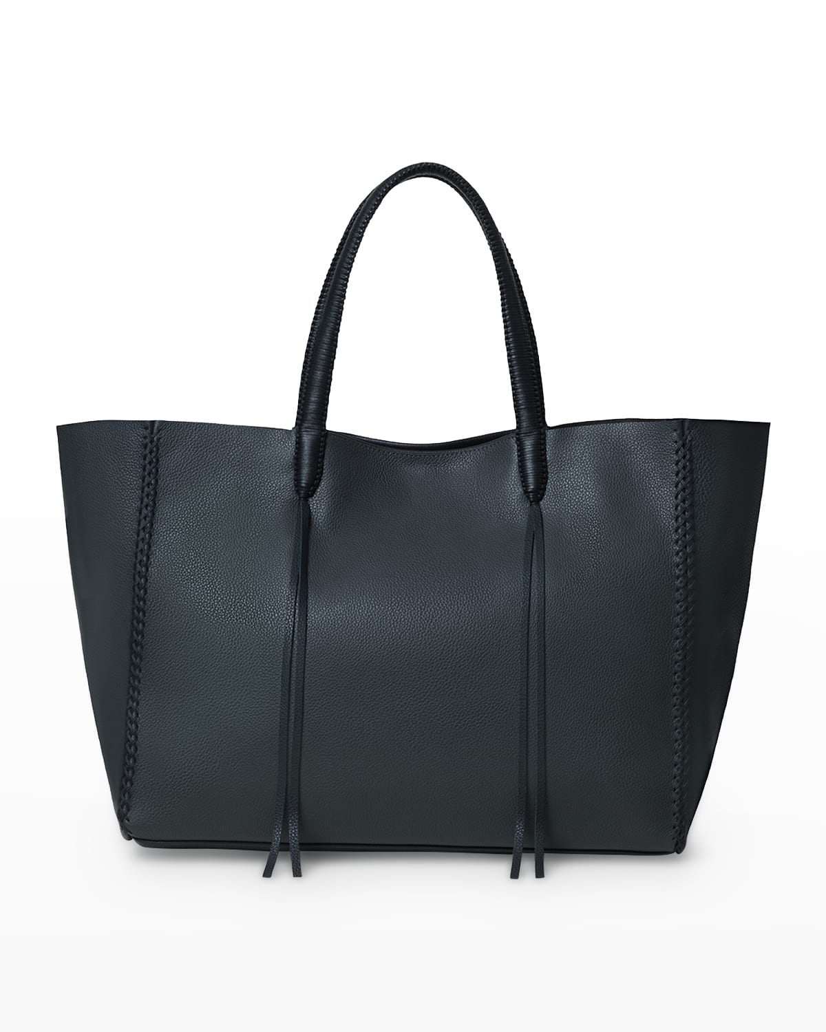 East-West Grained Leather Tote Bag