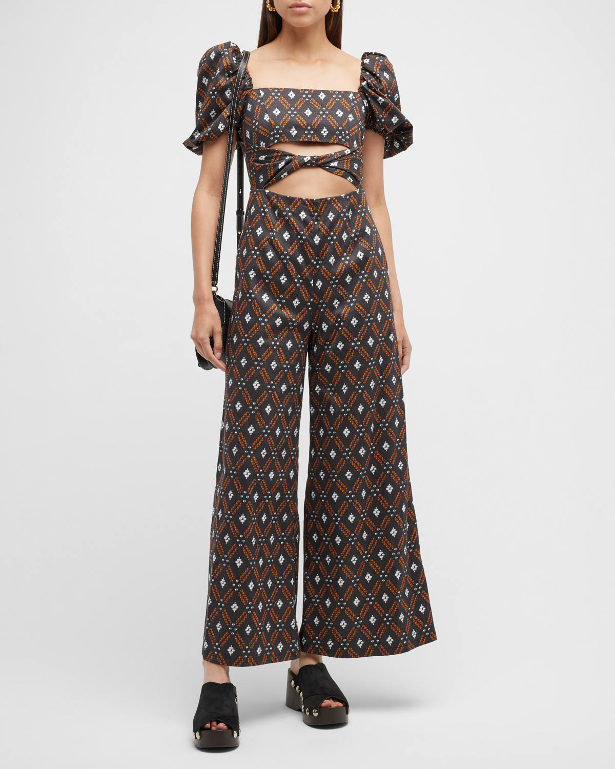 Autumn Adeigbo Nicole Printed Cut-Out Flared Jumpsuit