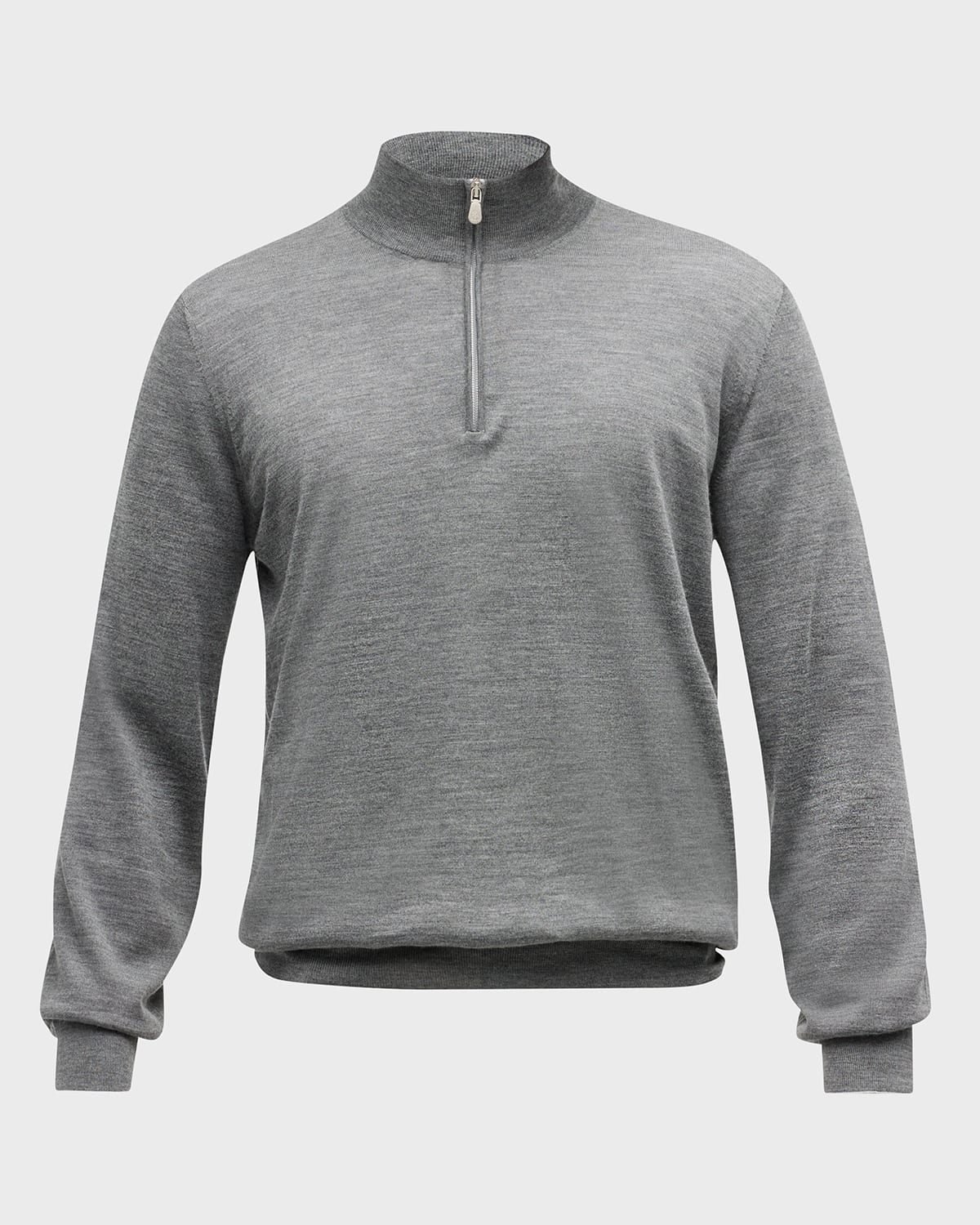 Brunello Cucinelli Men's Wool-cashmere 1/4-zip Sweater In Medium Grey
