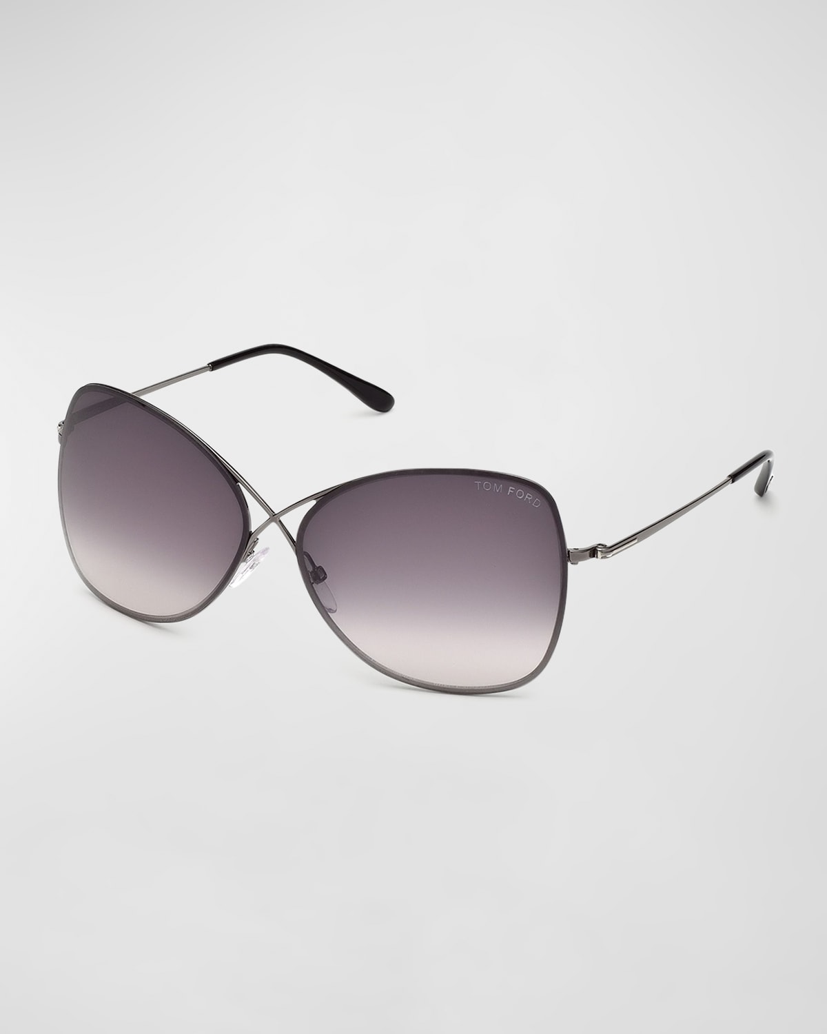 Shop Tom Ford Butterfly Metal Sunglasses In Gray