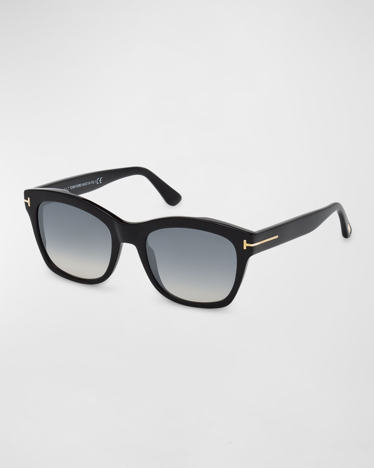 Shop Tom Ford Gradient Square Acetate Sunglasses In Solid Black
