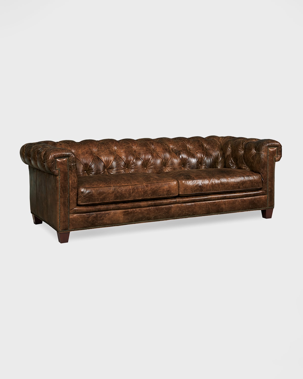 Chester Button-Tufted Leather Sofa - 95"