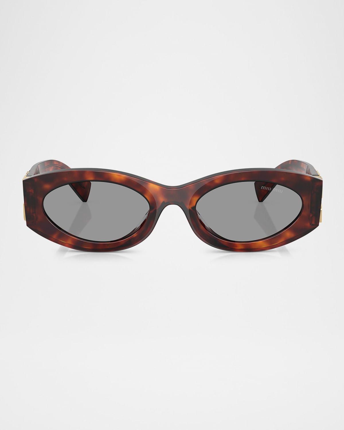 Miu Miu Logo Oval Acetate Sunglasses In Grey
