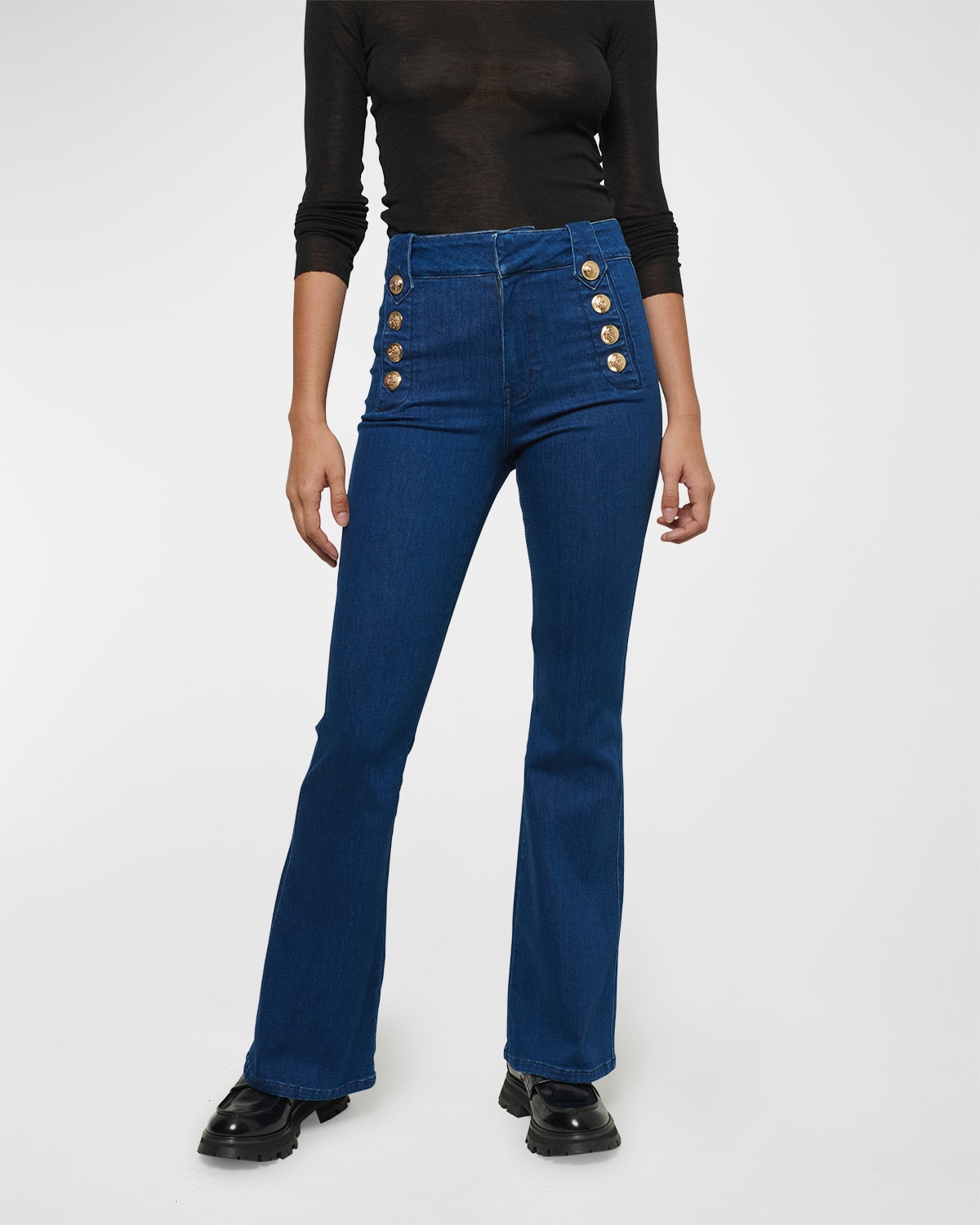 Derek Lam 10 Crosby Robertson Flared Denim Sailor Trousers In Midnight Blue