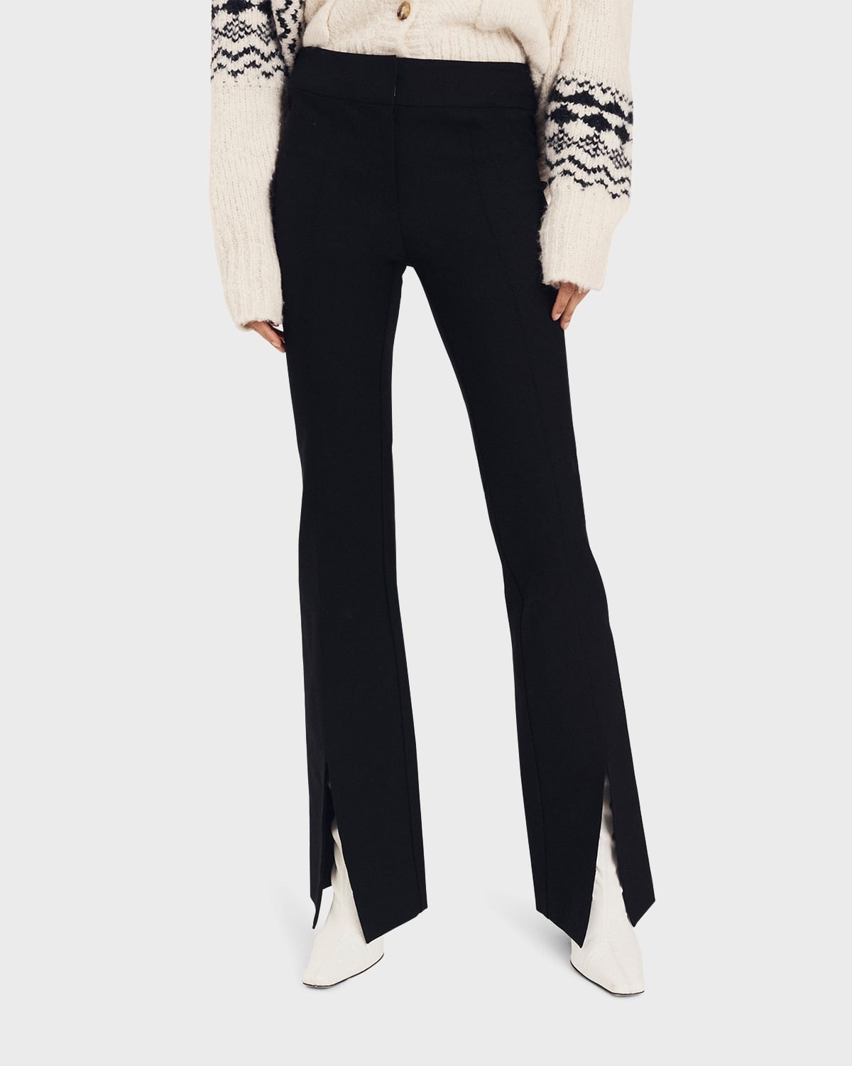 Shop Derek Lam 10 Crosby Maeve Flared Split Hem Trousers In Black