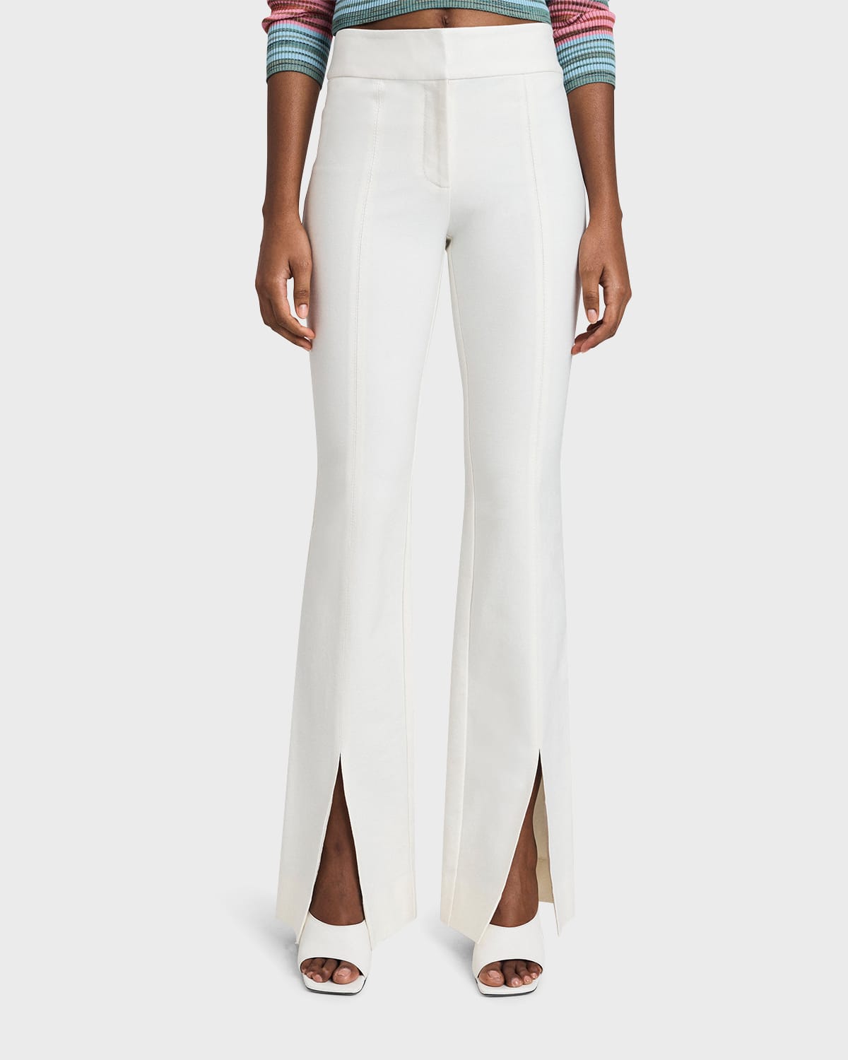 Derek Lam 10 Crosby Maeve Flared Split Hem Trousers In Soft White