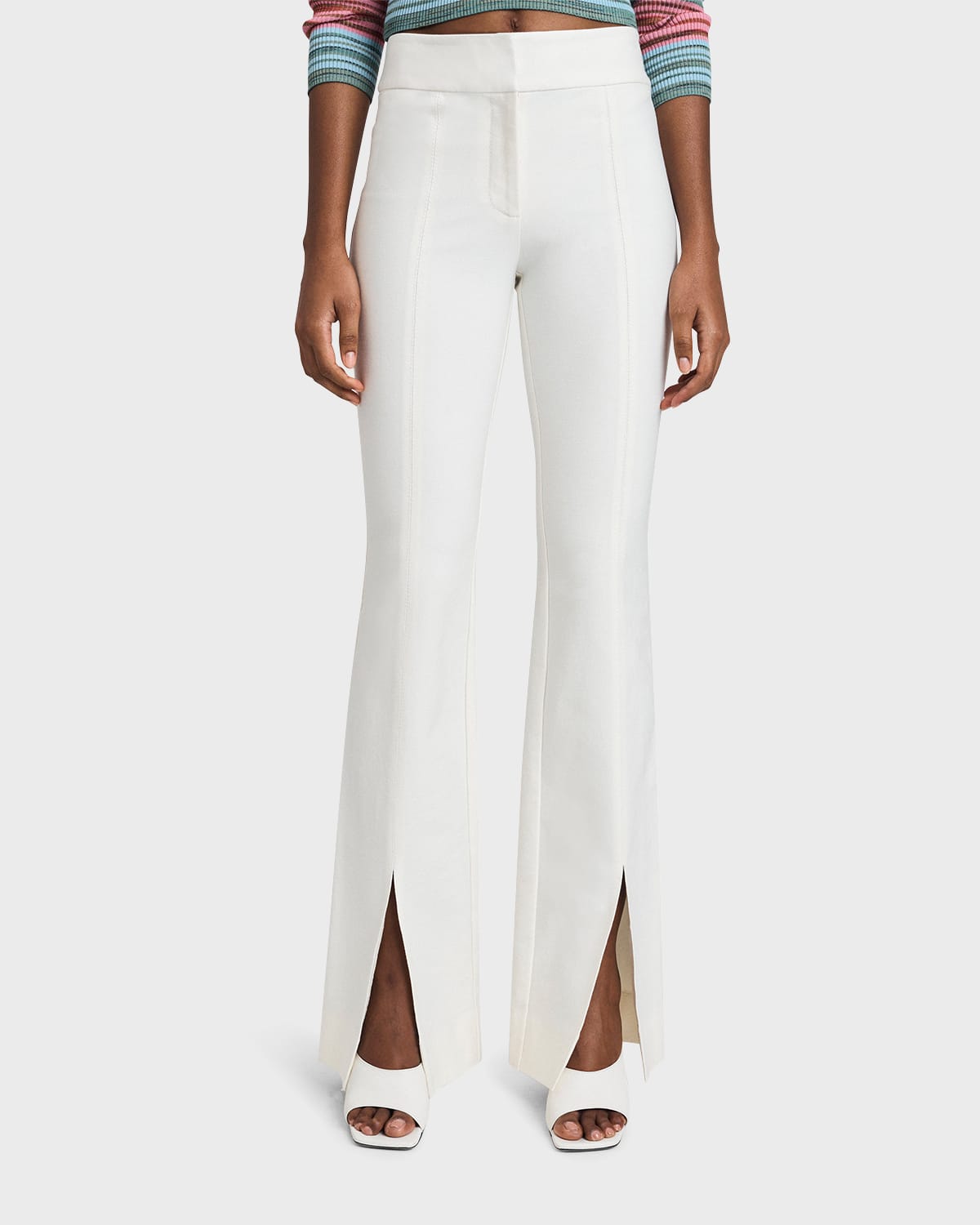 Shop Derek Lam 10 Crosby Maeve Flared Split Hem Trousers In Soft White