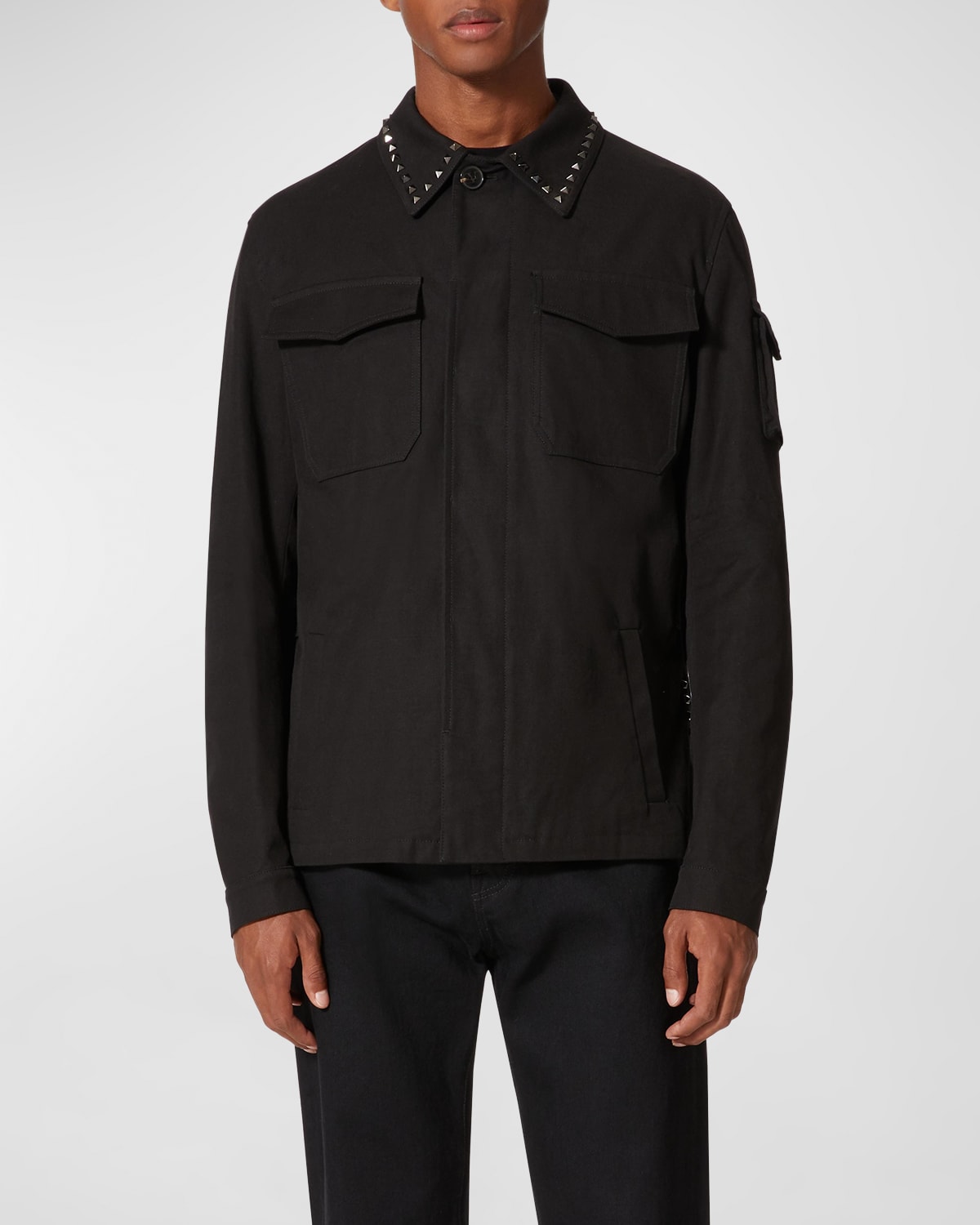 Valentino Garavani Men's Rockstud Button-Down Shirt Jacket