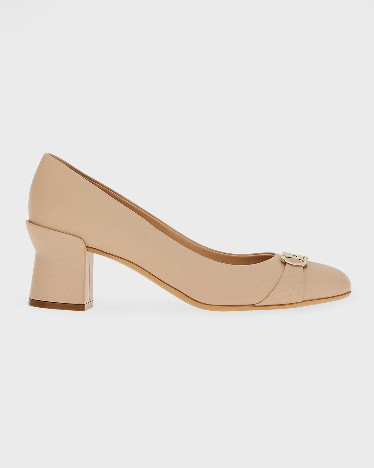 Ferragamo Otilia Lambskin Bit Chain Pumps In Petalo
