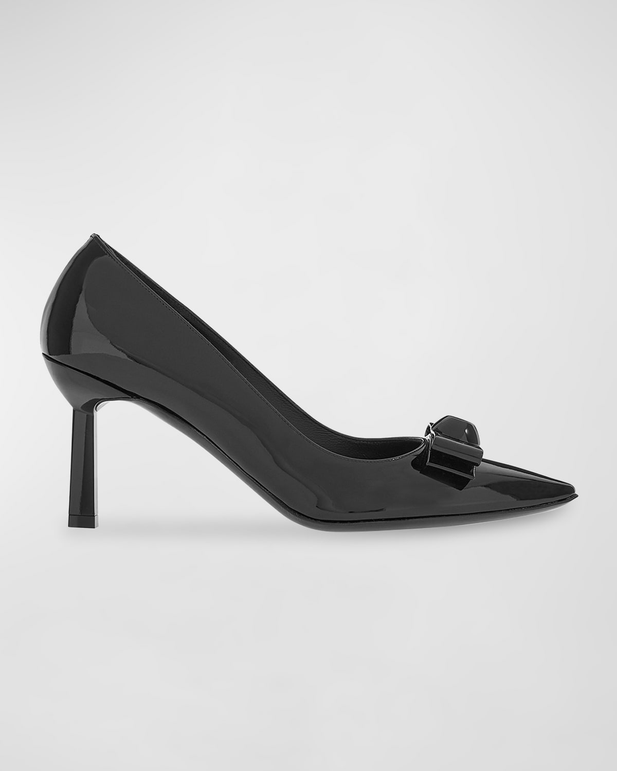 Ferragamo Katrin Patent Bow Pumps In Nero