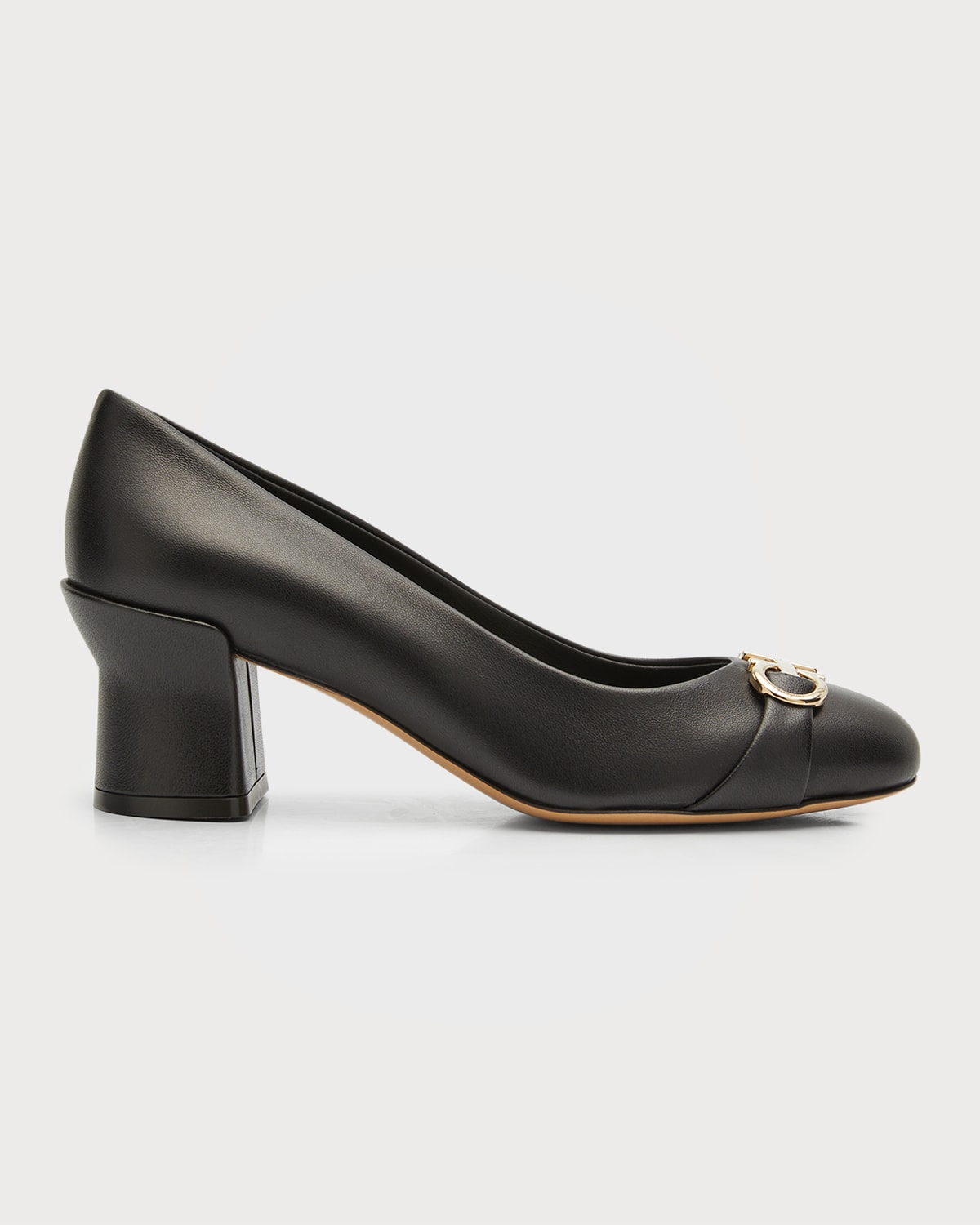 Ferragamo Women's Otilia 55 Gancini Round Toe Pumps In Nero