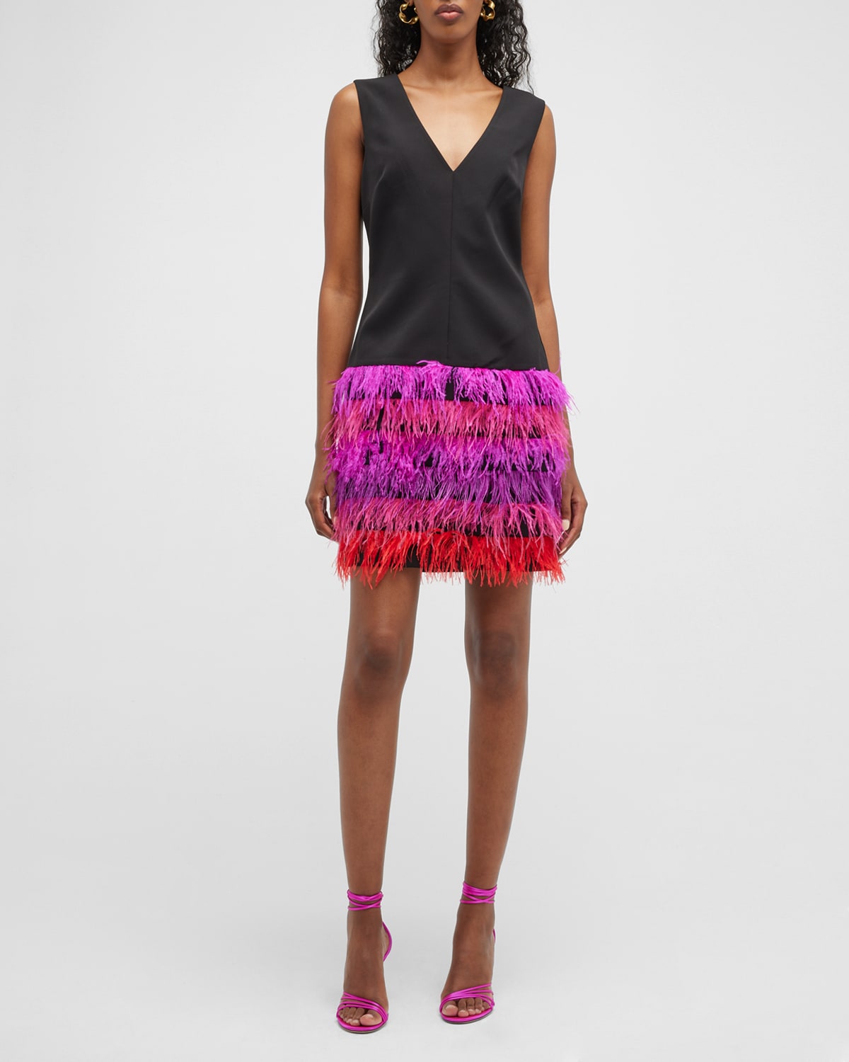 MILLY VERONICA FAUX FEATHER MINI DRESS
