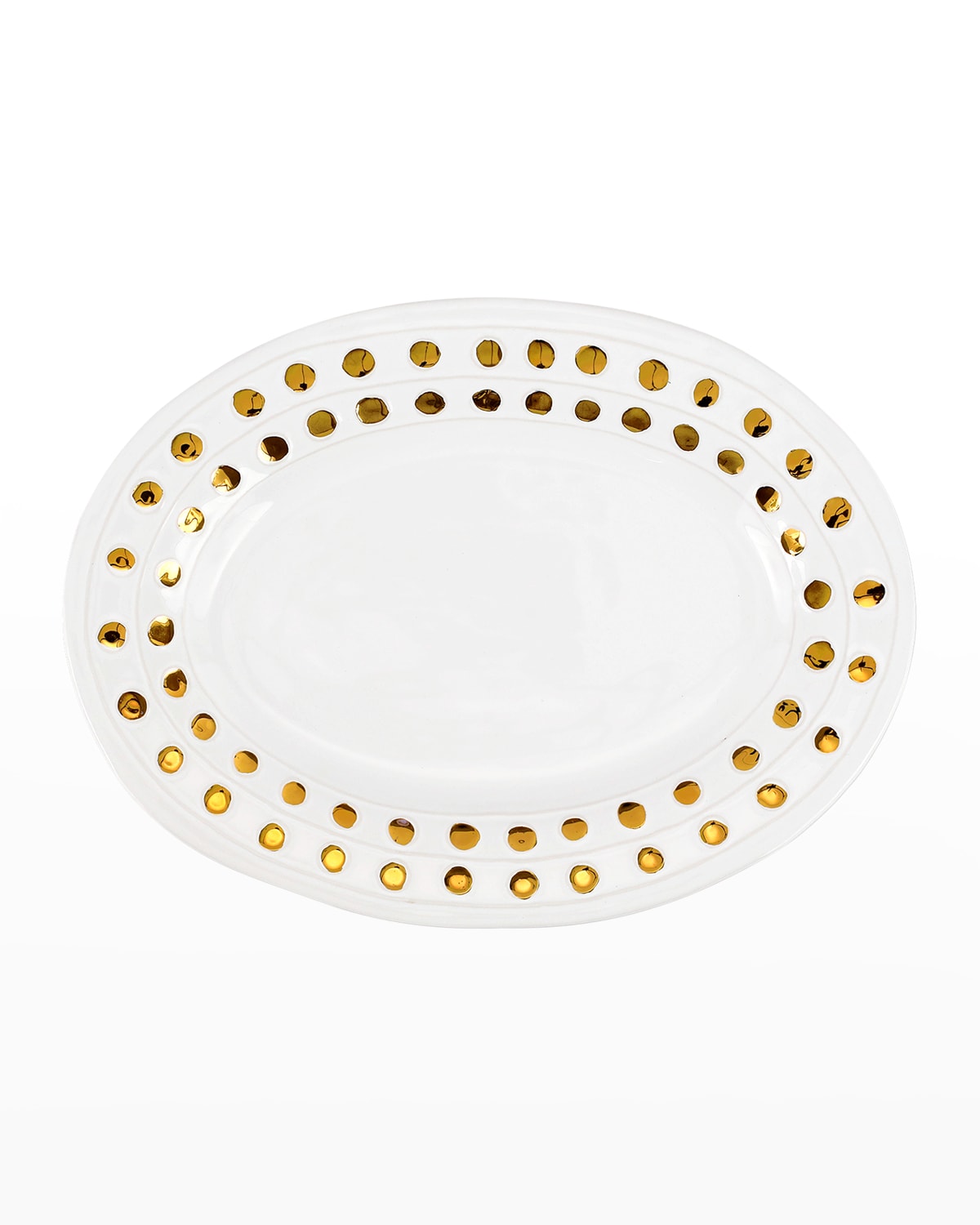 Vietri Medici Gold Medium Oval Platter In White