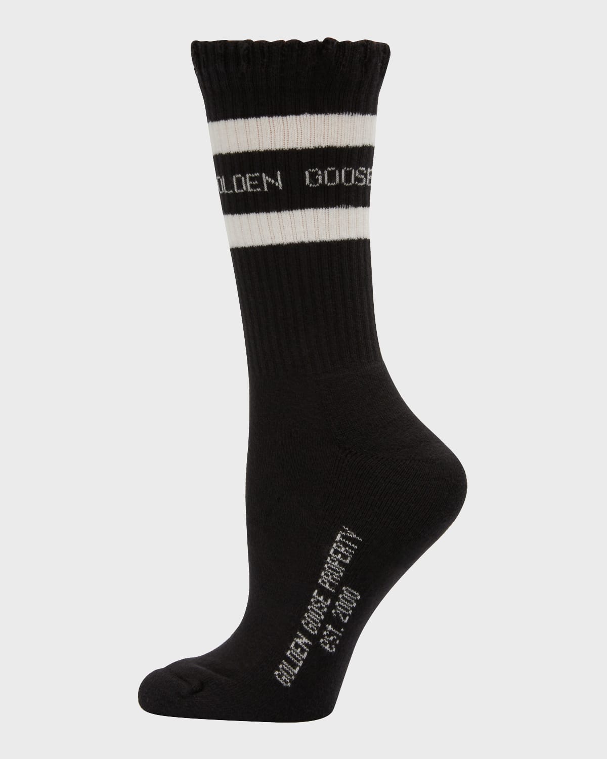 Golden Goose Intarsia-logo Socks In Black / White