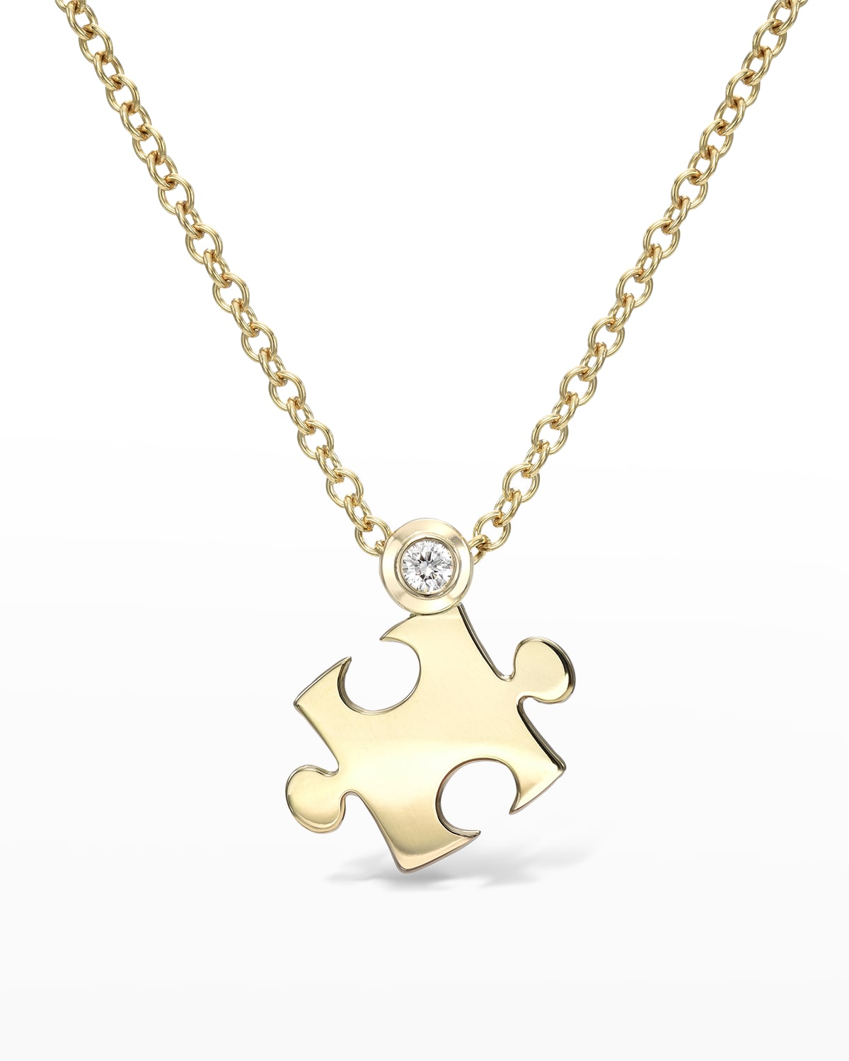14k Yellow Gold Mini Puzzle Pendant Necklace