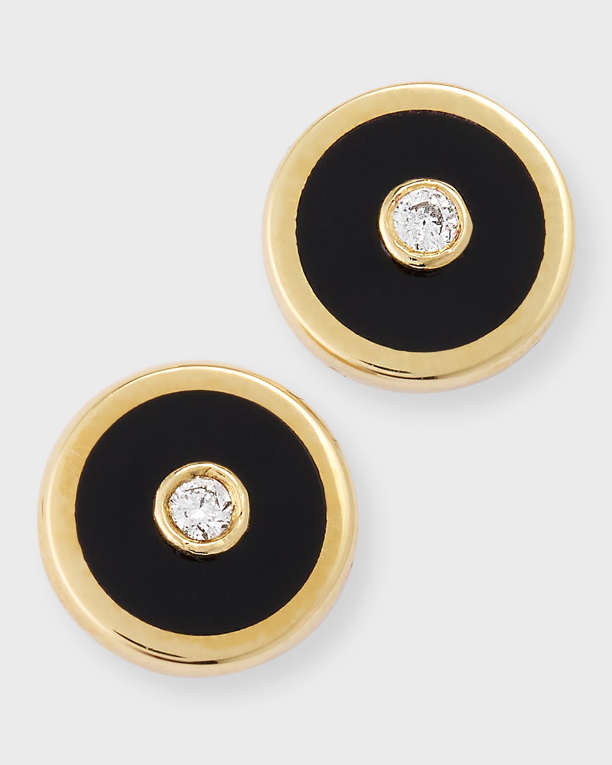 Retrouvaí 14k Yellow Gold Mini Onyx Compass Stud Earrings