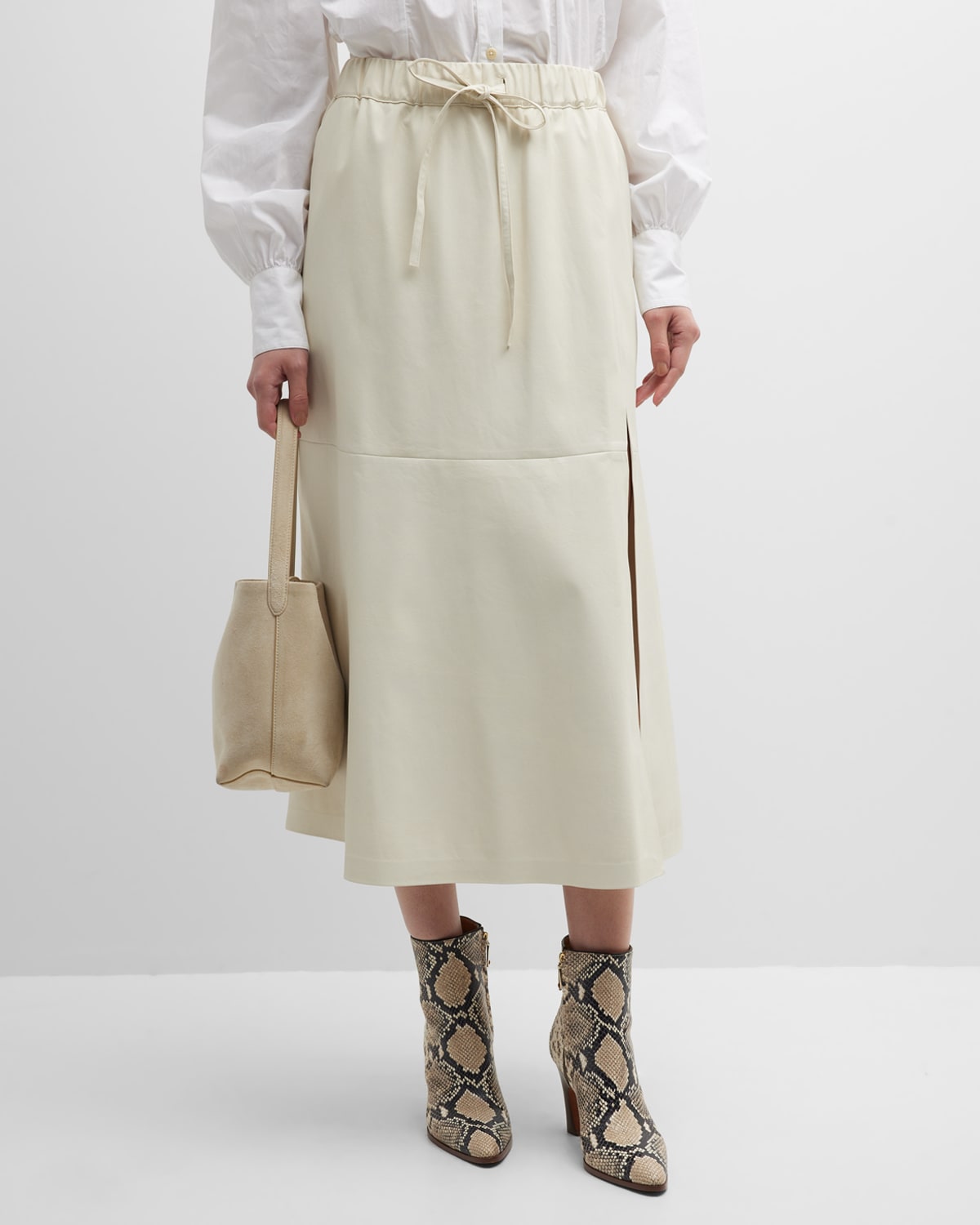 Brochu Walker Danni Faux-Leather A-Line Midi Skirt