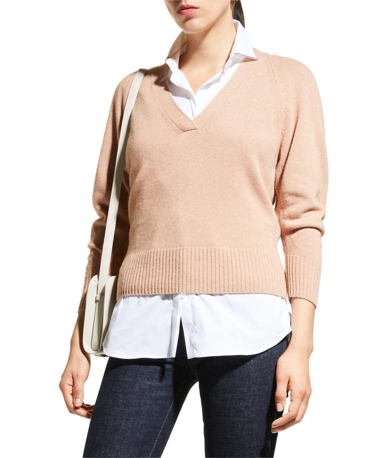 Brochu Walker Idris Pleated V-Neck Sweater
