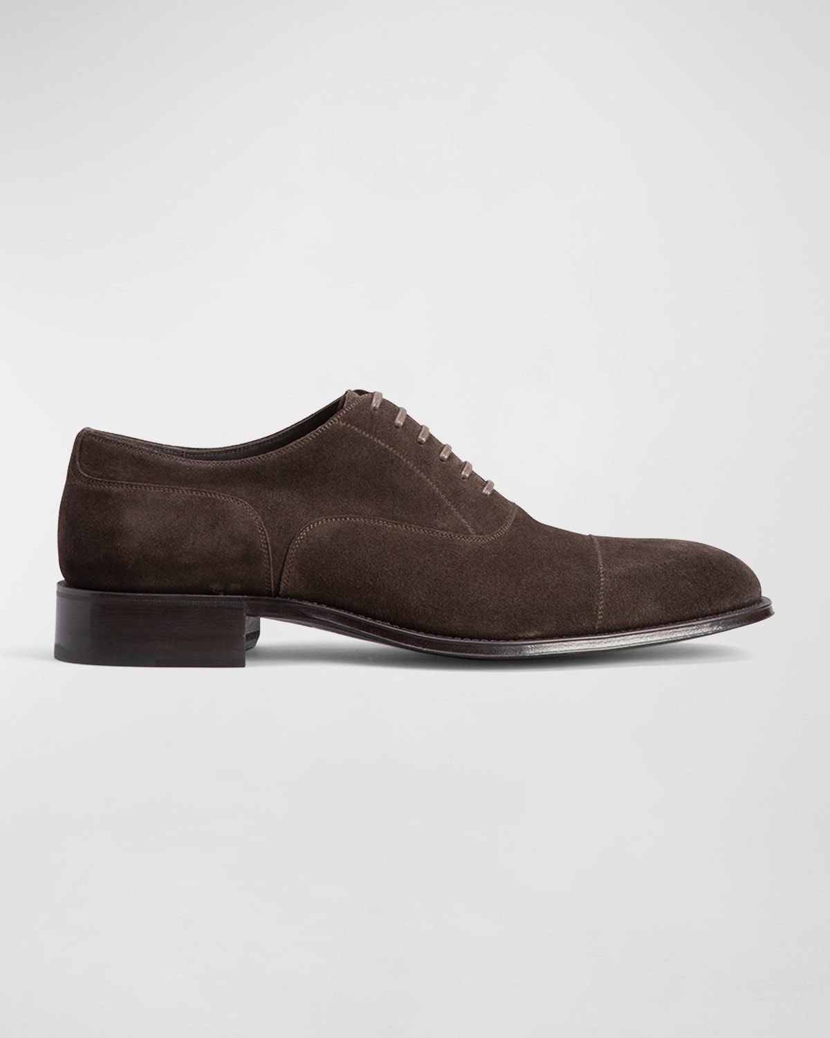 Tom Ford Men's Clayton Cap Toe Suede Oxfords In Chocolate