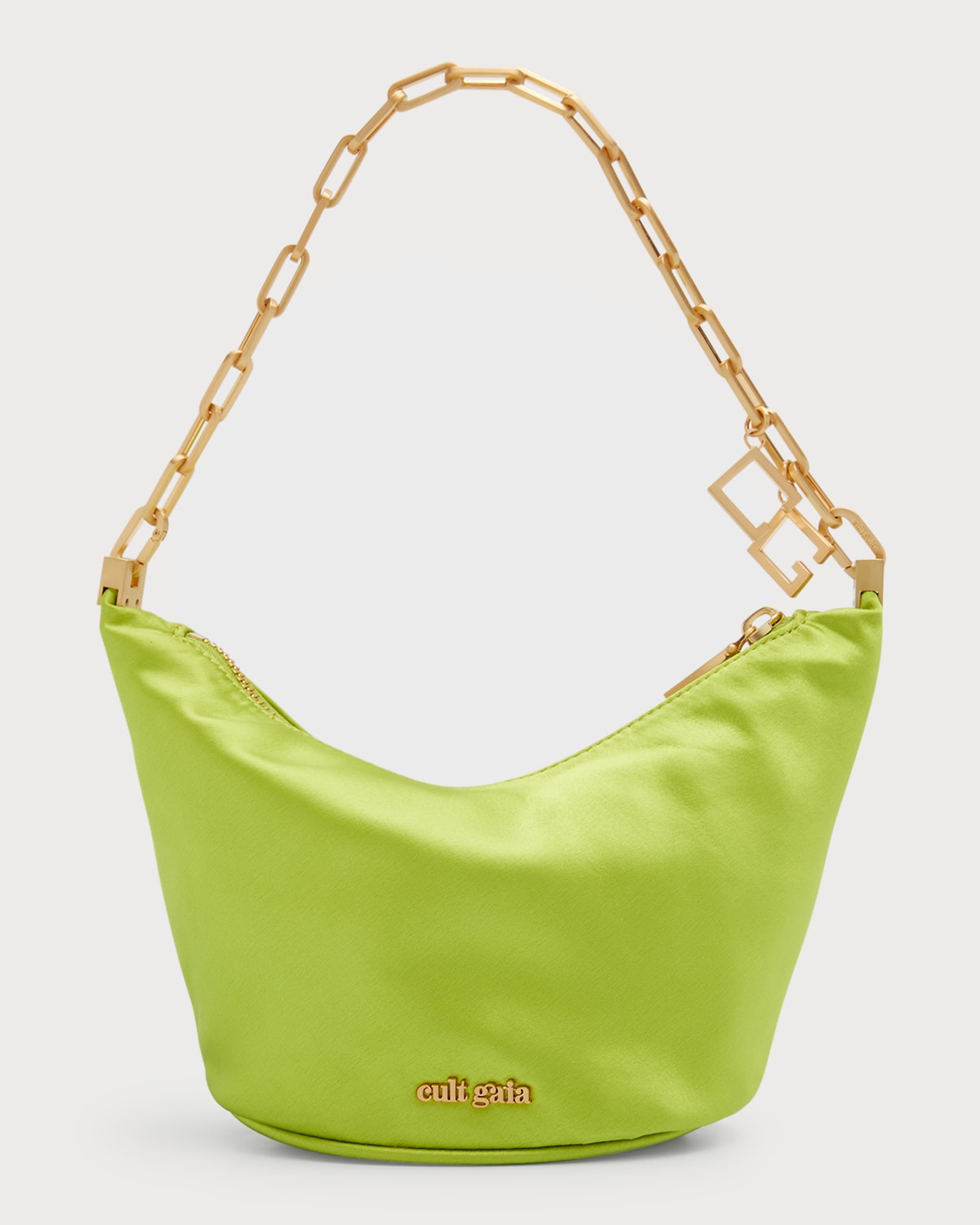 Gia Zip Satin Chain Shoulder Bag