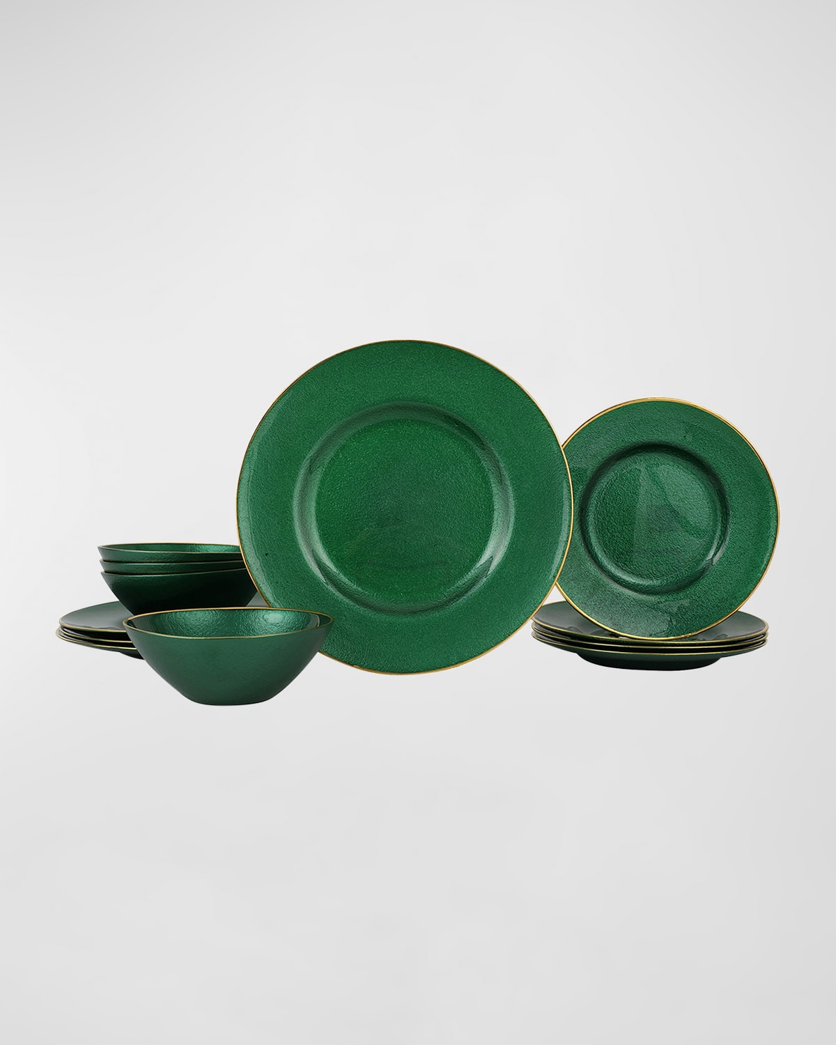 Vietri Metallic Glass Emerald 12-piece Dinnerware Set