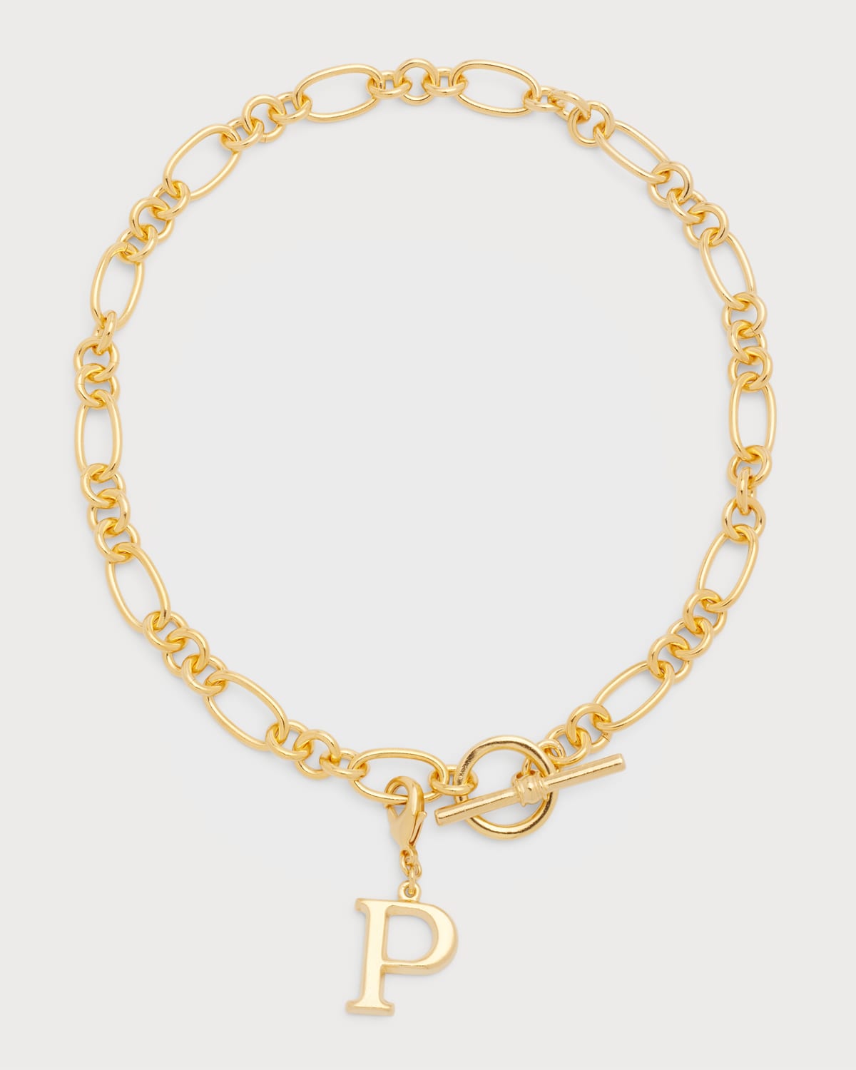 Link Brass Chain Necklace with Initial Charm