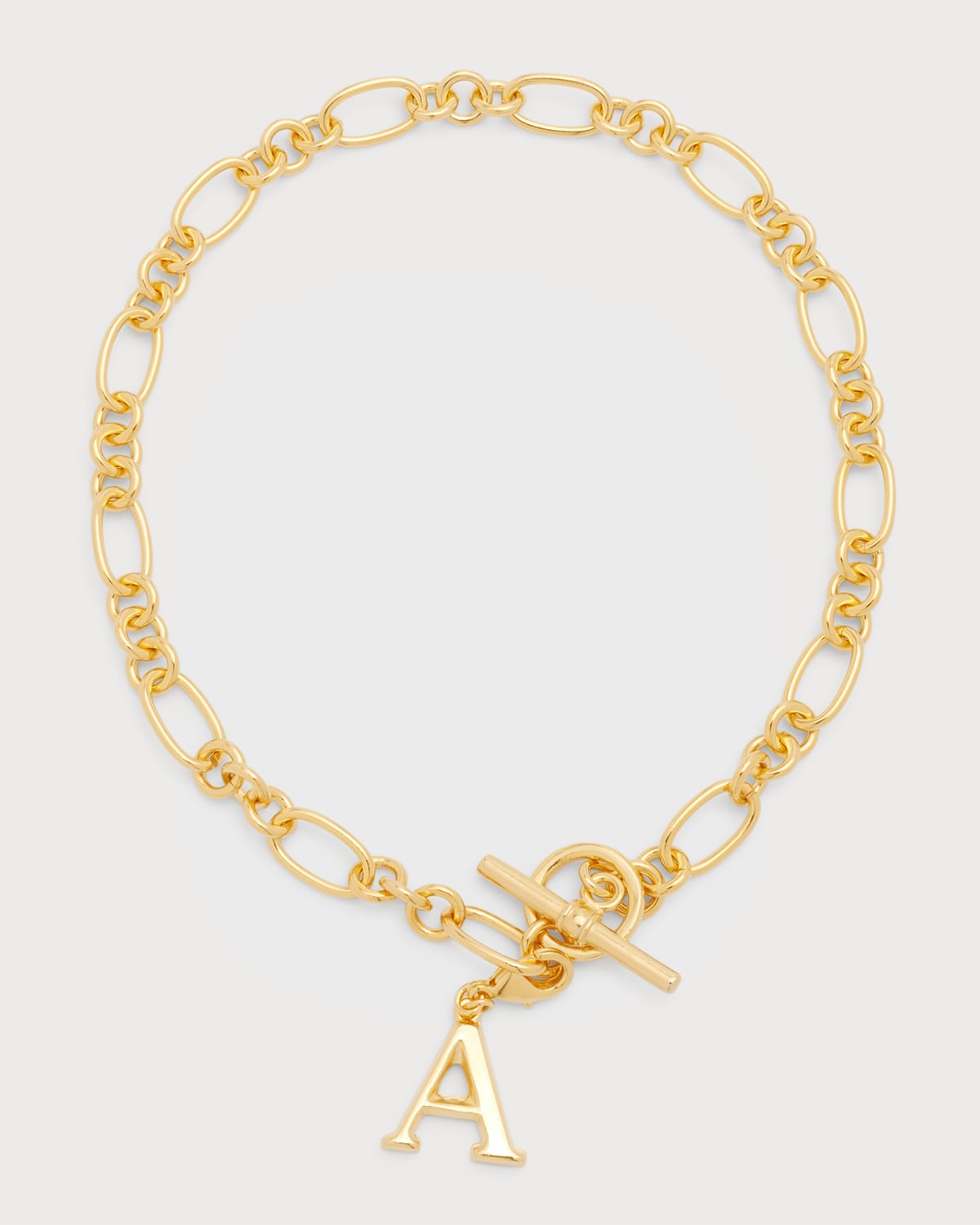 Link Brass Chain Necklace with Initial Charm