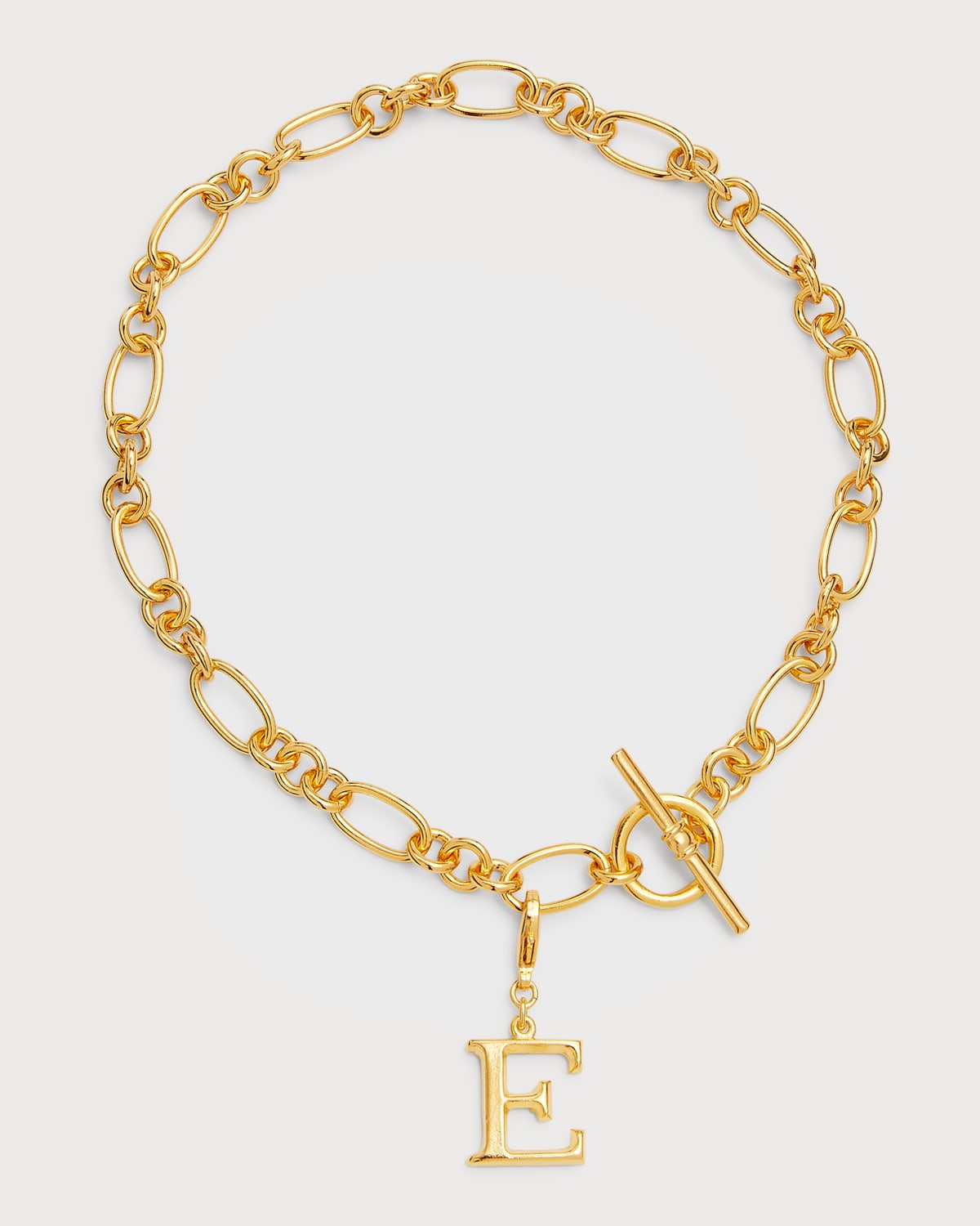 Link Brass Chain Necklace with Initial Charm