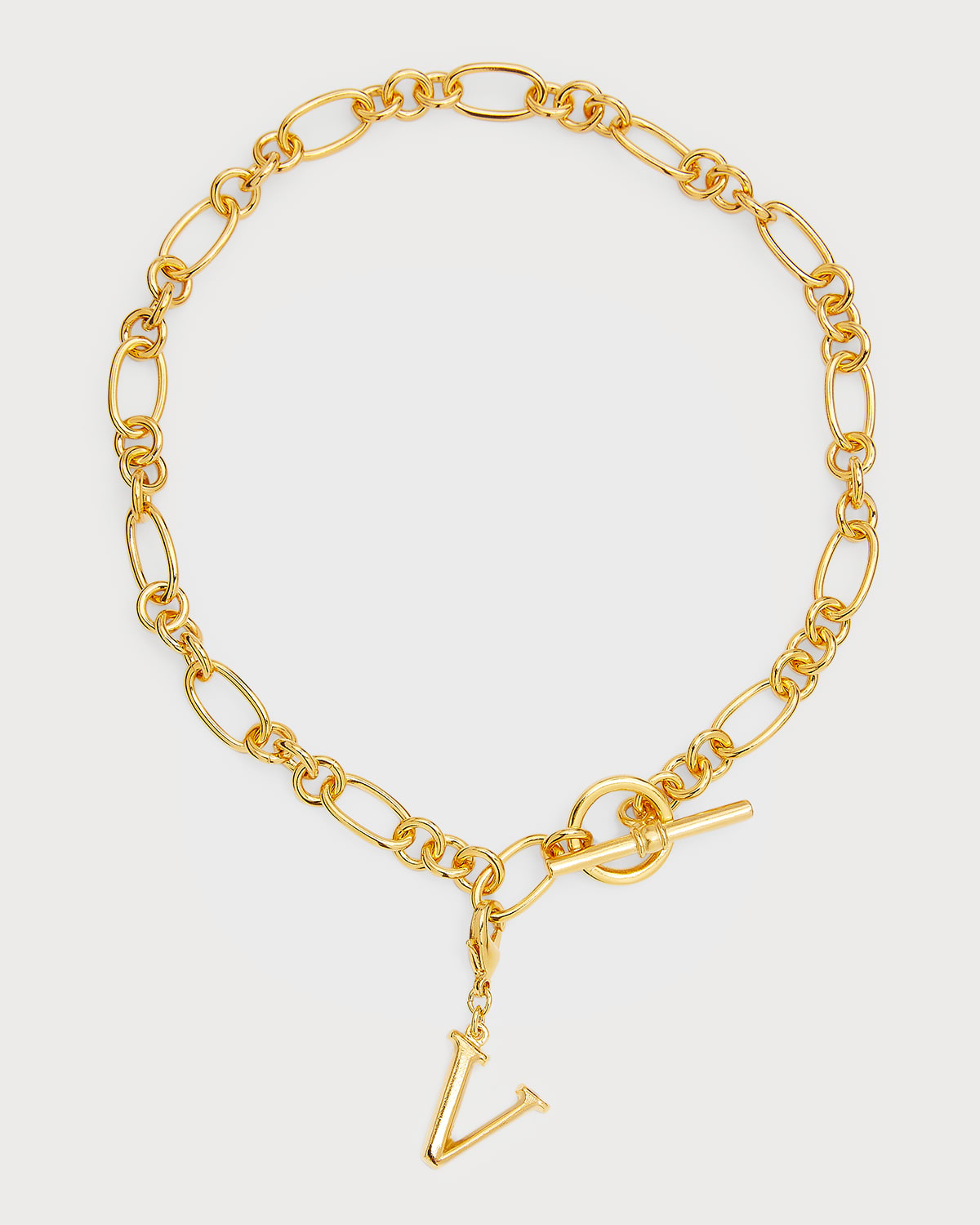 Ben-amun Link Brass Chain Necklace With Initial Charm In V