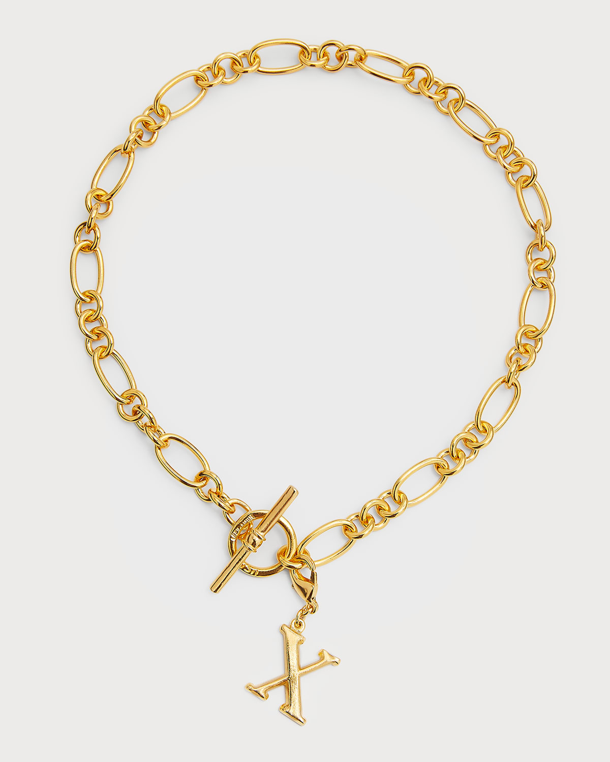 Link Brass Chain Necklace with Initial Charm