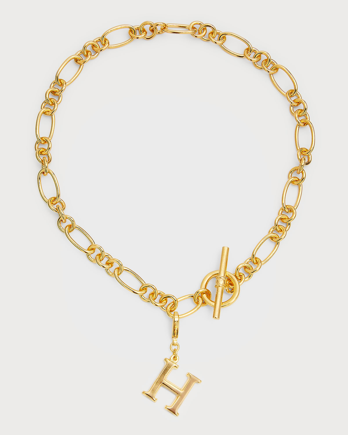 Link Brass Chain Necklace with Initial Charm