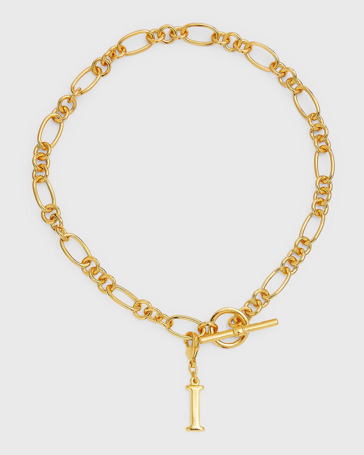 Link Brass Chain Necklace with Initial Charm