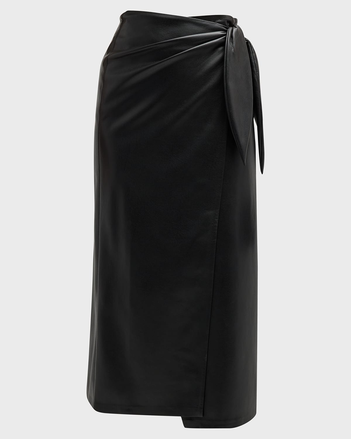 Shop Nanushka Amas Faux Leather Midi Skirt In Black