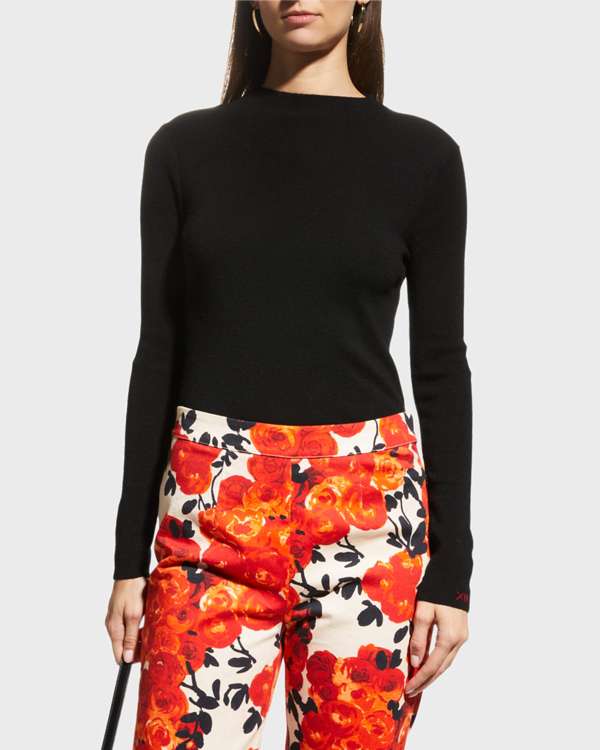 Shop Frances Valentine Marie Mock-neck Rib-knit Wool Top In Black