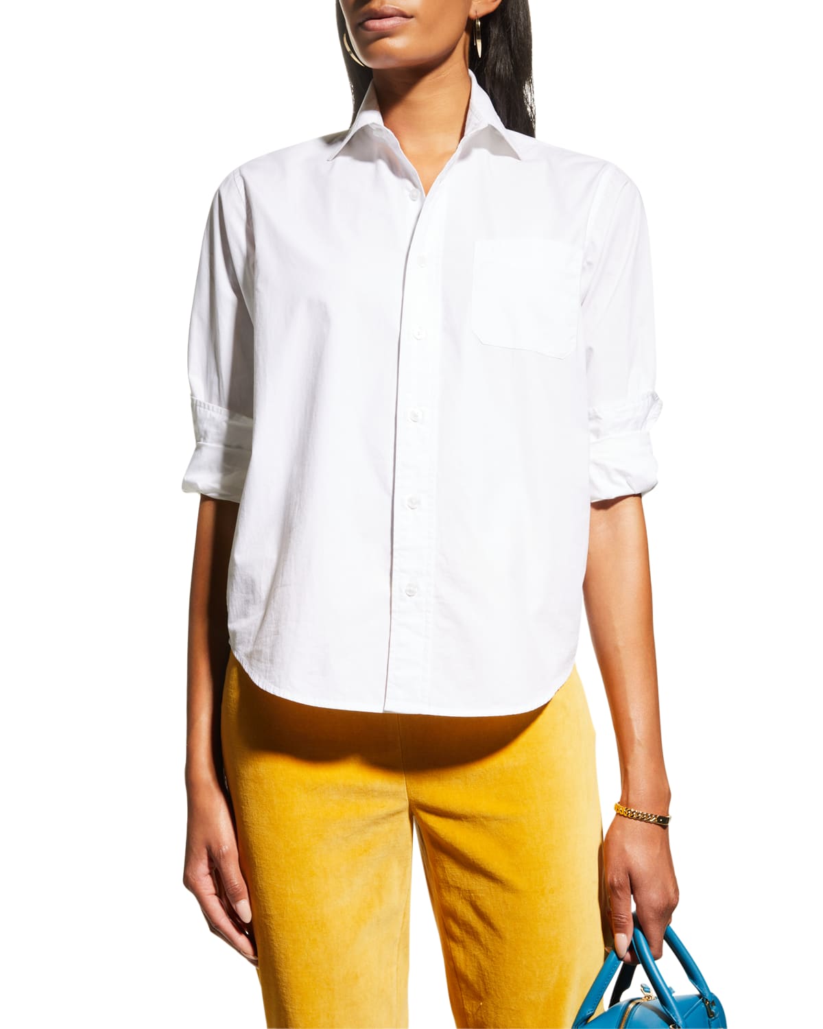 Frances Valentine Classic Button-front Shirt In White