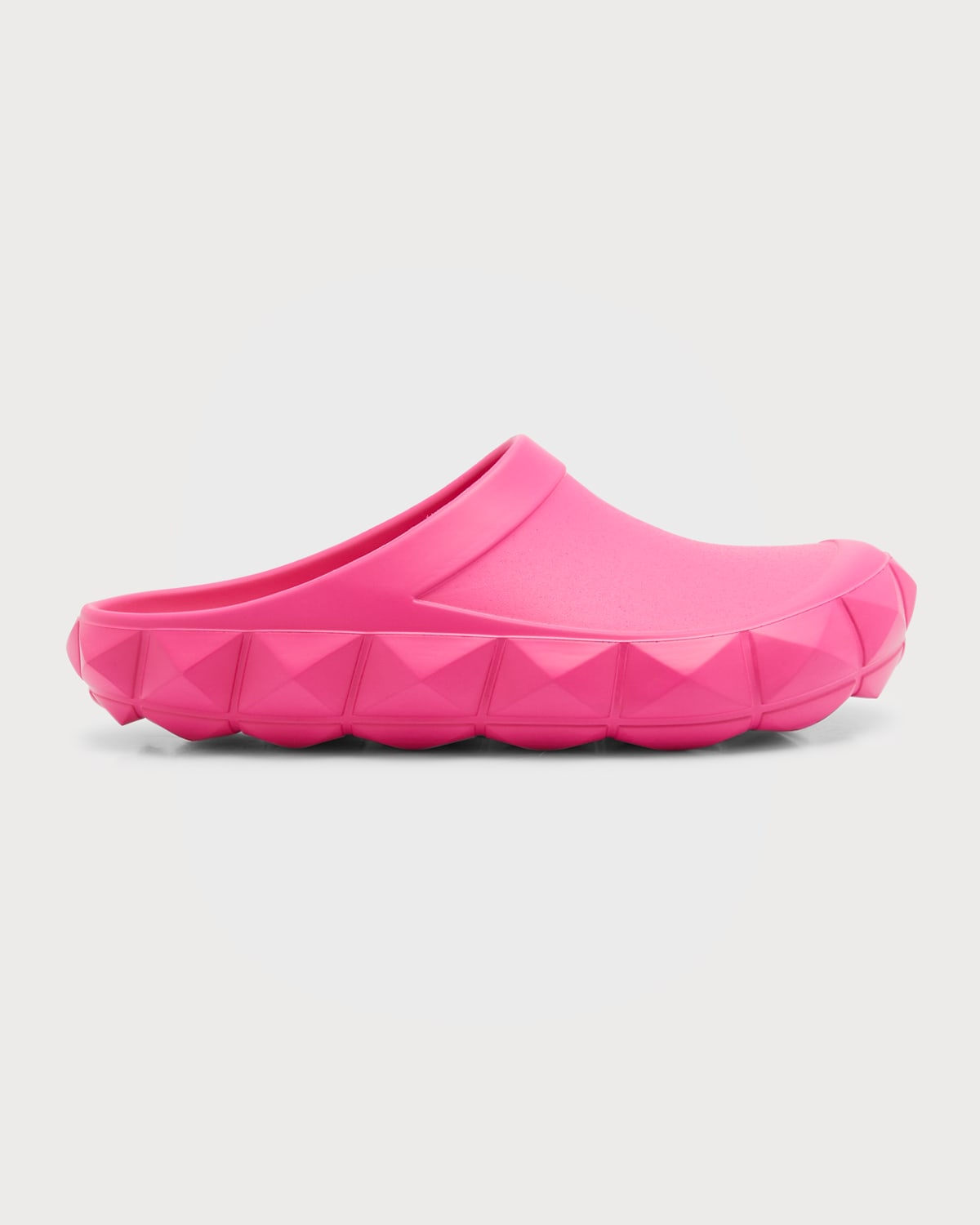 Valentino Roman Stud Turtle Rubber Mules In Disco Pink