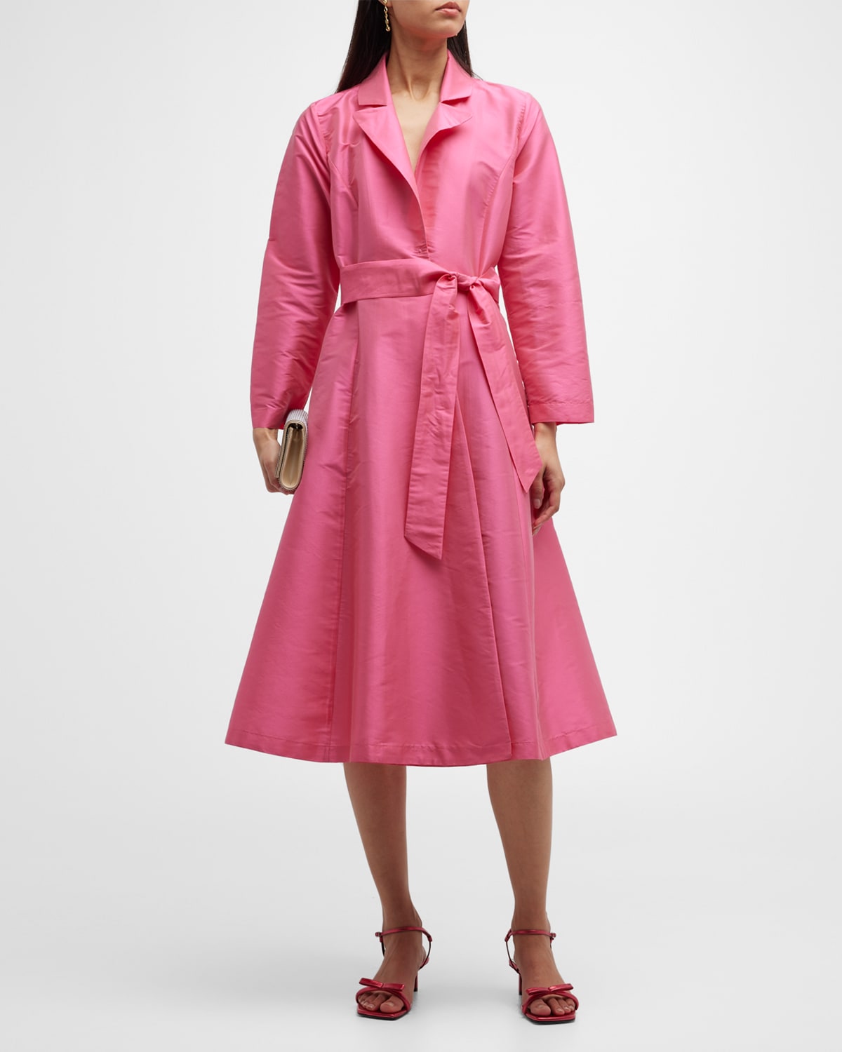 Frances Valentine Lucille Midi Wrap Shirtdress In Pink